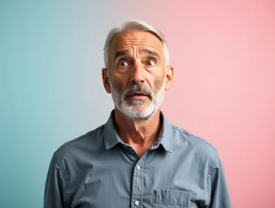 Surprised Senior Man Looking Upwards