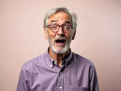 Surprised Senior Man With Wide Eyes And Open Mouth