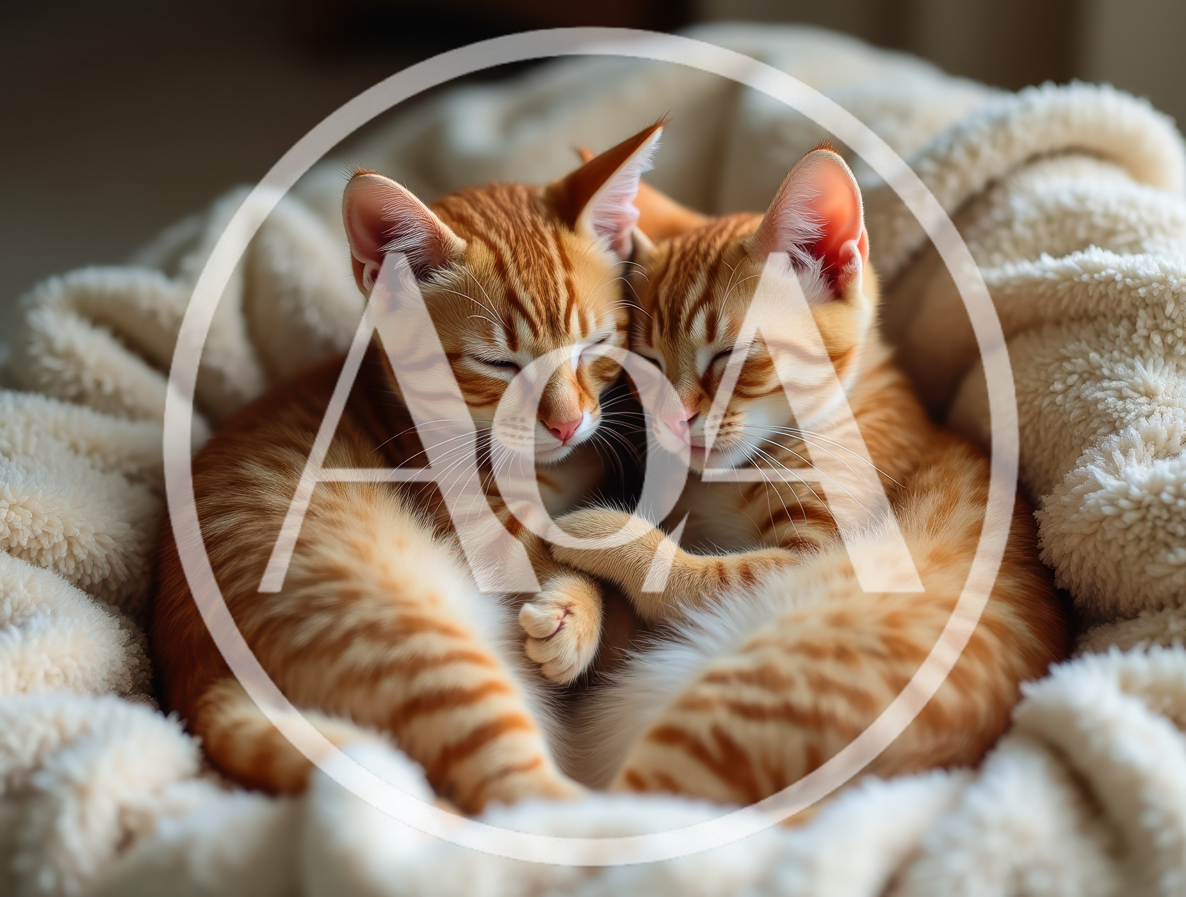 Two Ginger Tabby Kittens Sleeping Together