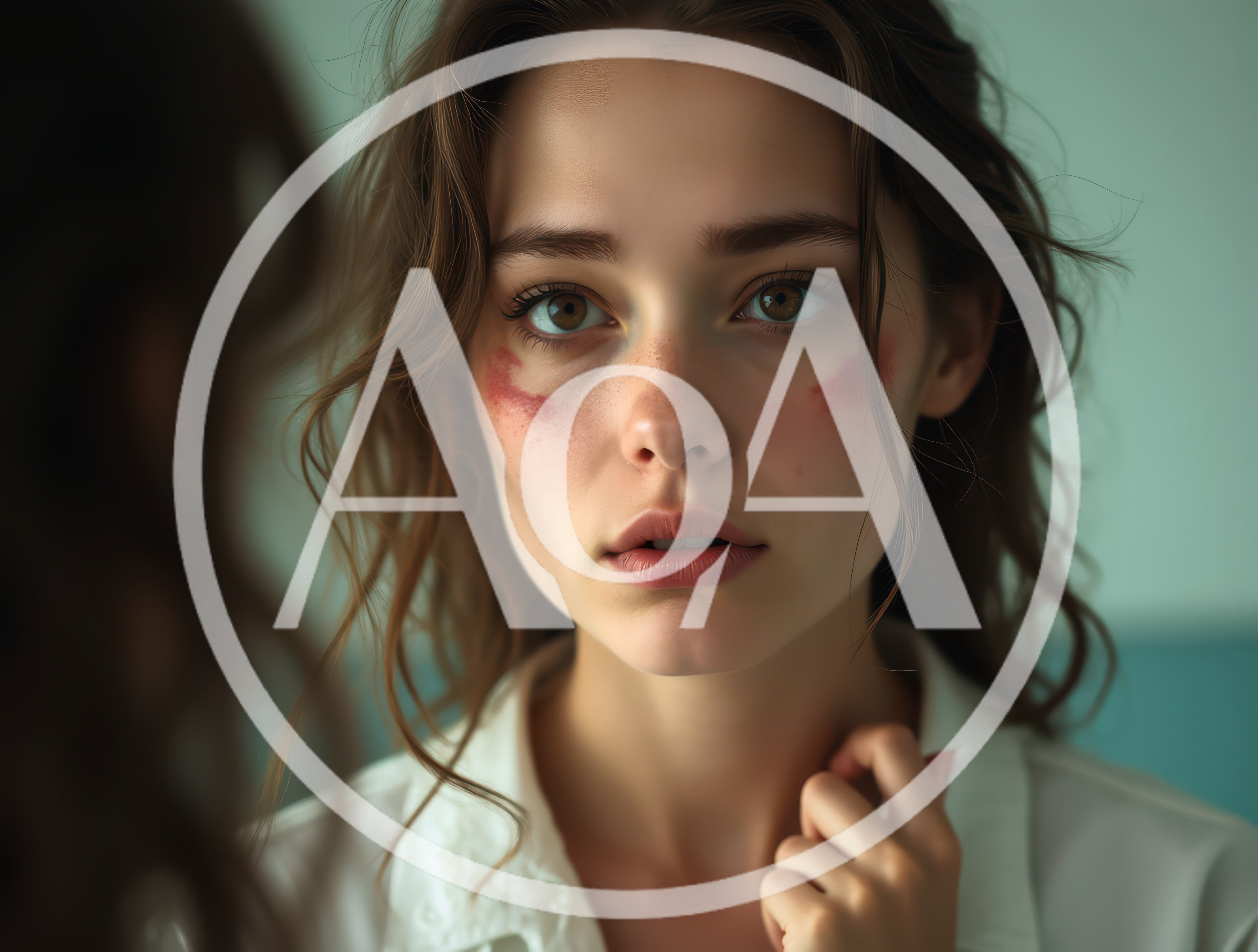 Young Woman With Smudged Makeup Looking In Mirror