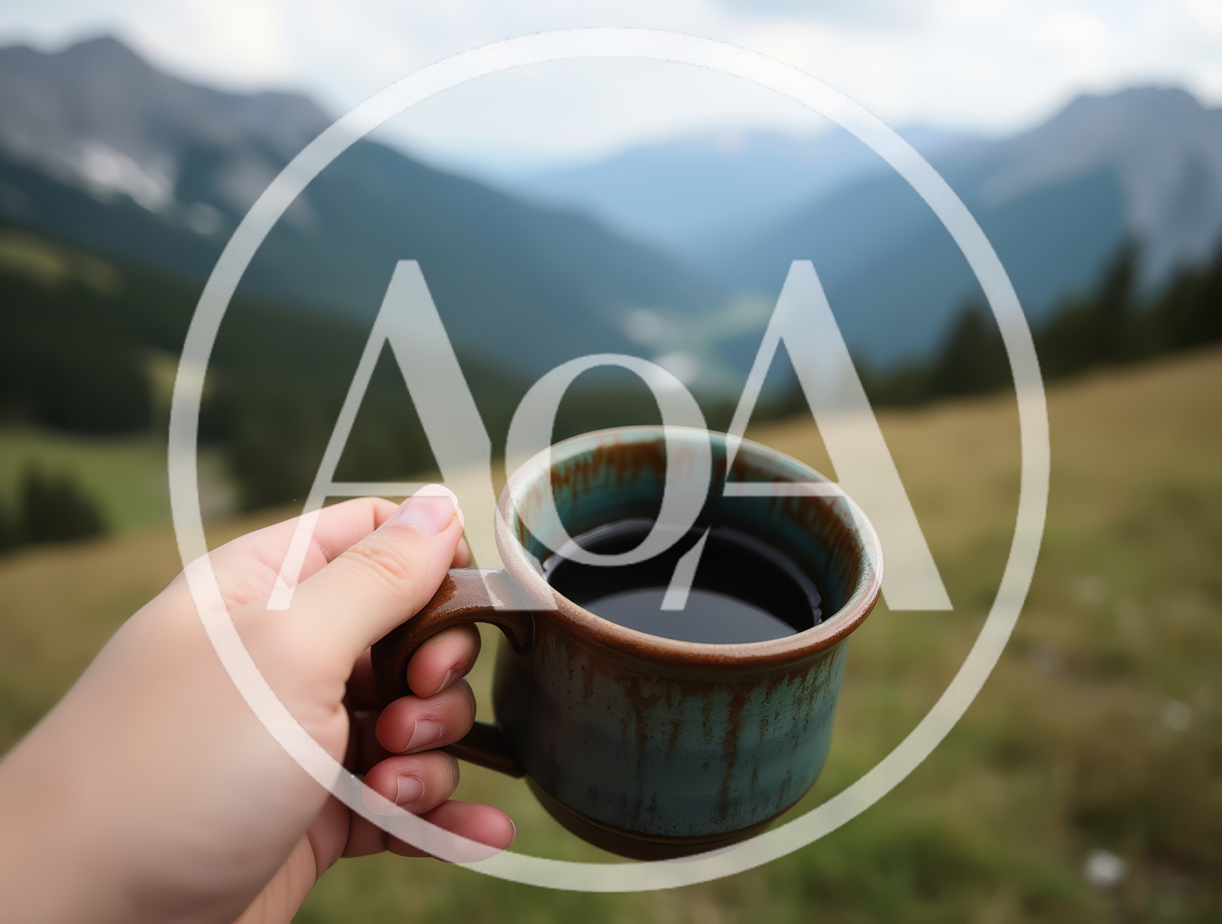 Person Holding A Coffee Mug Overlooking Mountain Valley