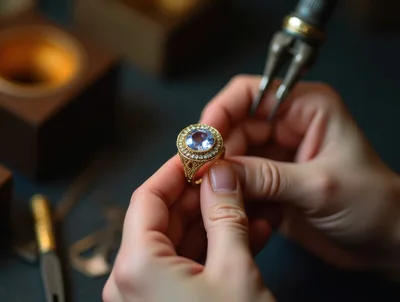 Jeweler Inspecting An Intricate Gold Ring