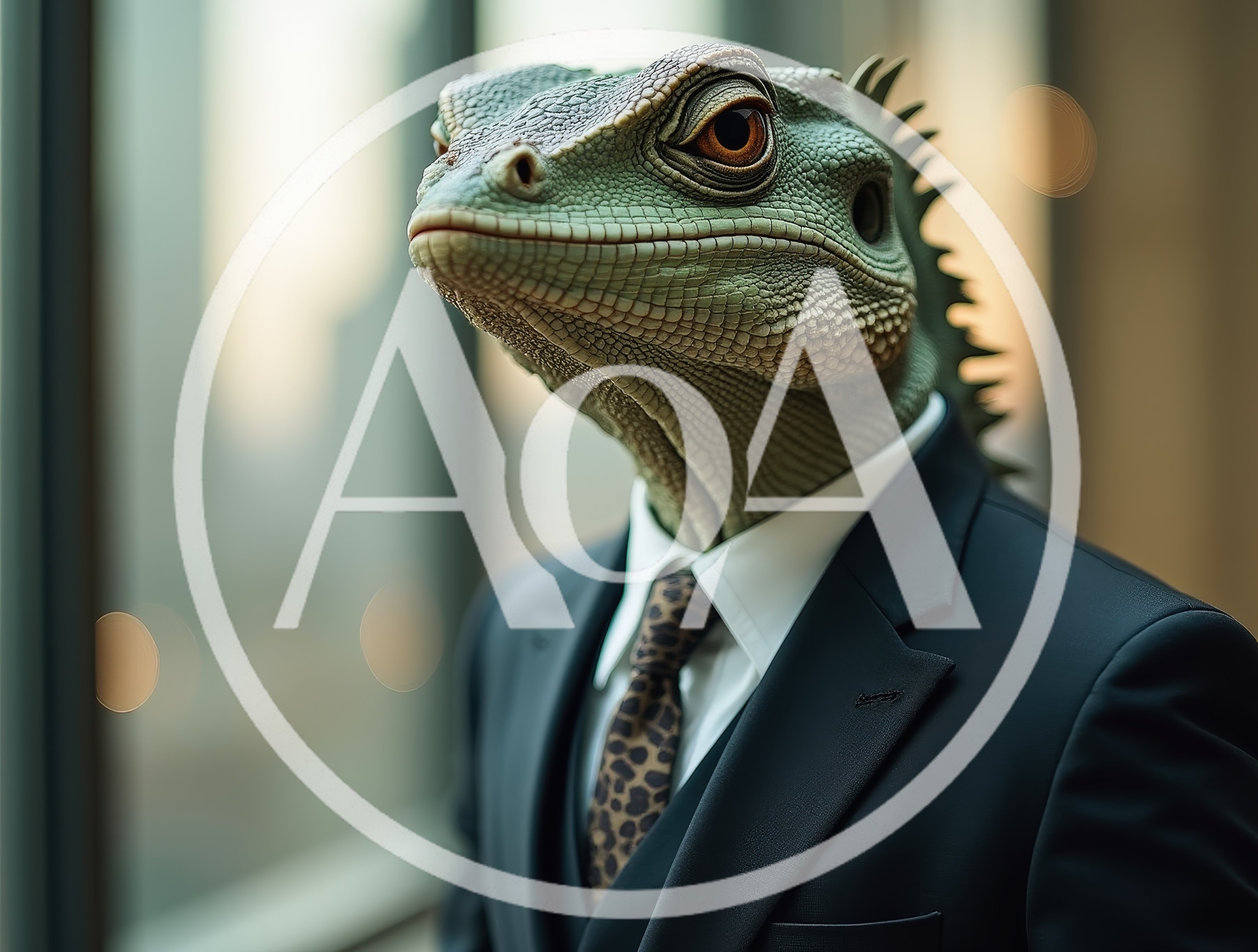Anthropomorphic Lizard Businessman in Formal Suit