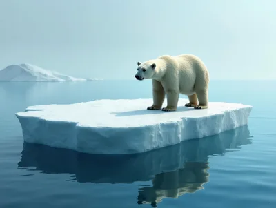 Polar Bear Standing On A Small Ice Floe