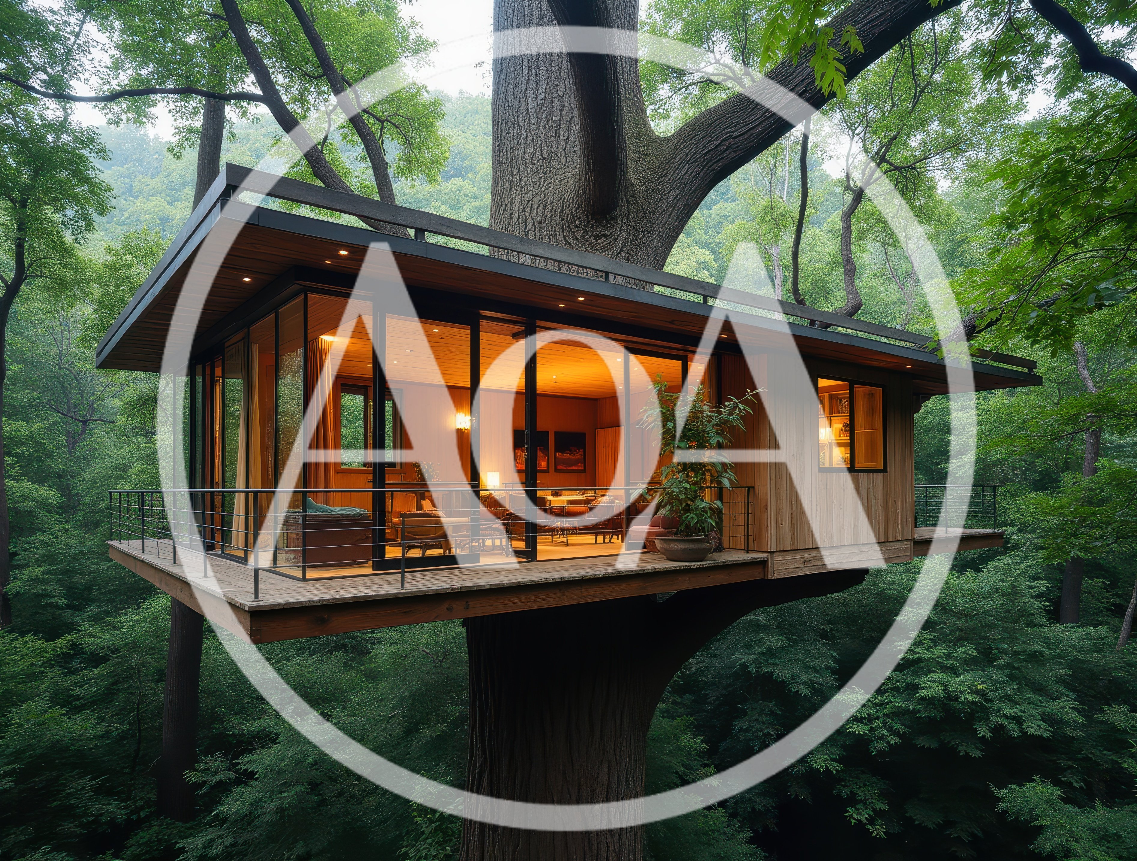 Modern Glass Treehouse Cabin In Lush Forest