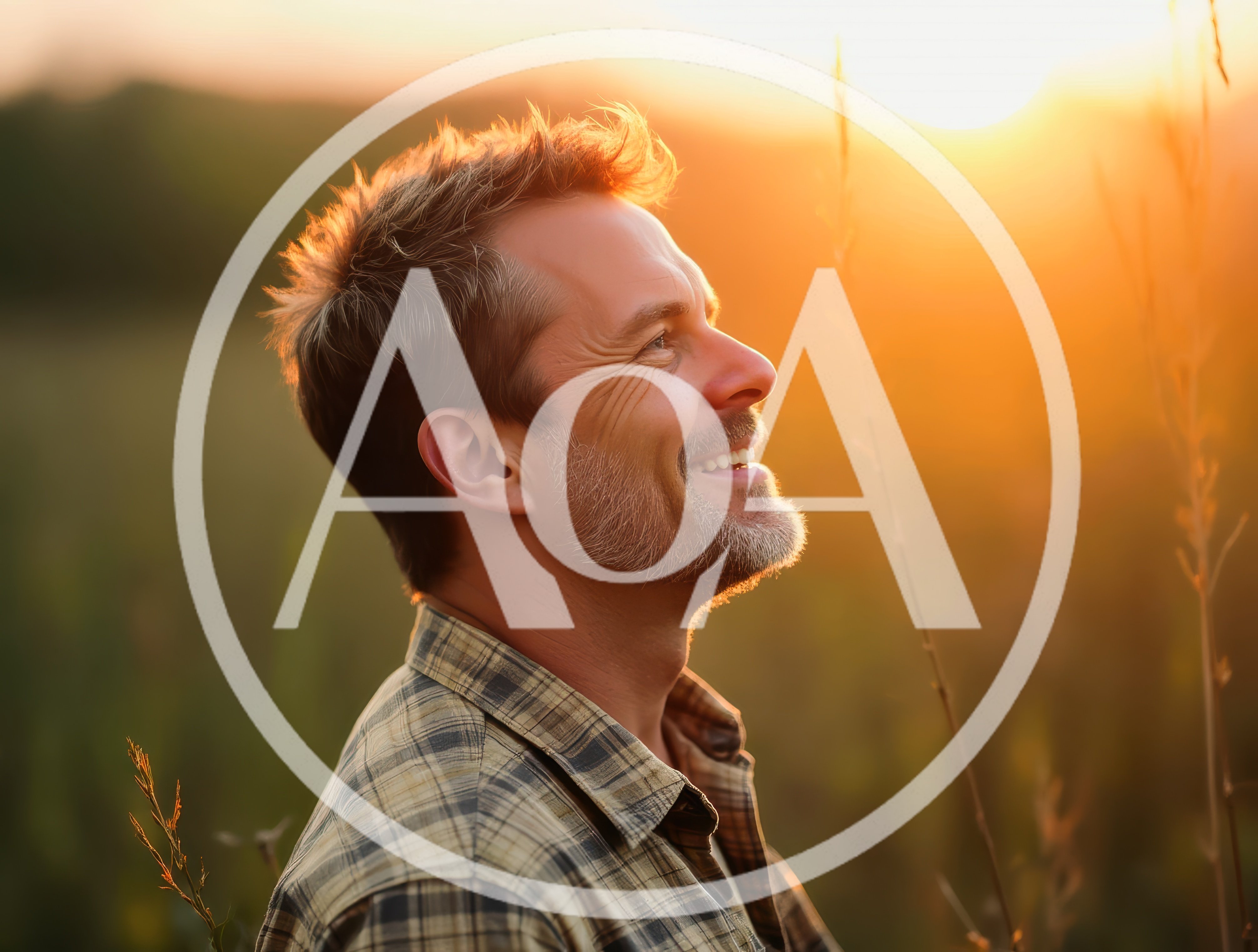 Middle Aged Man Smiling Outdoors At Sunset