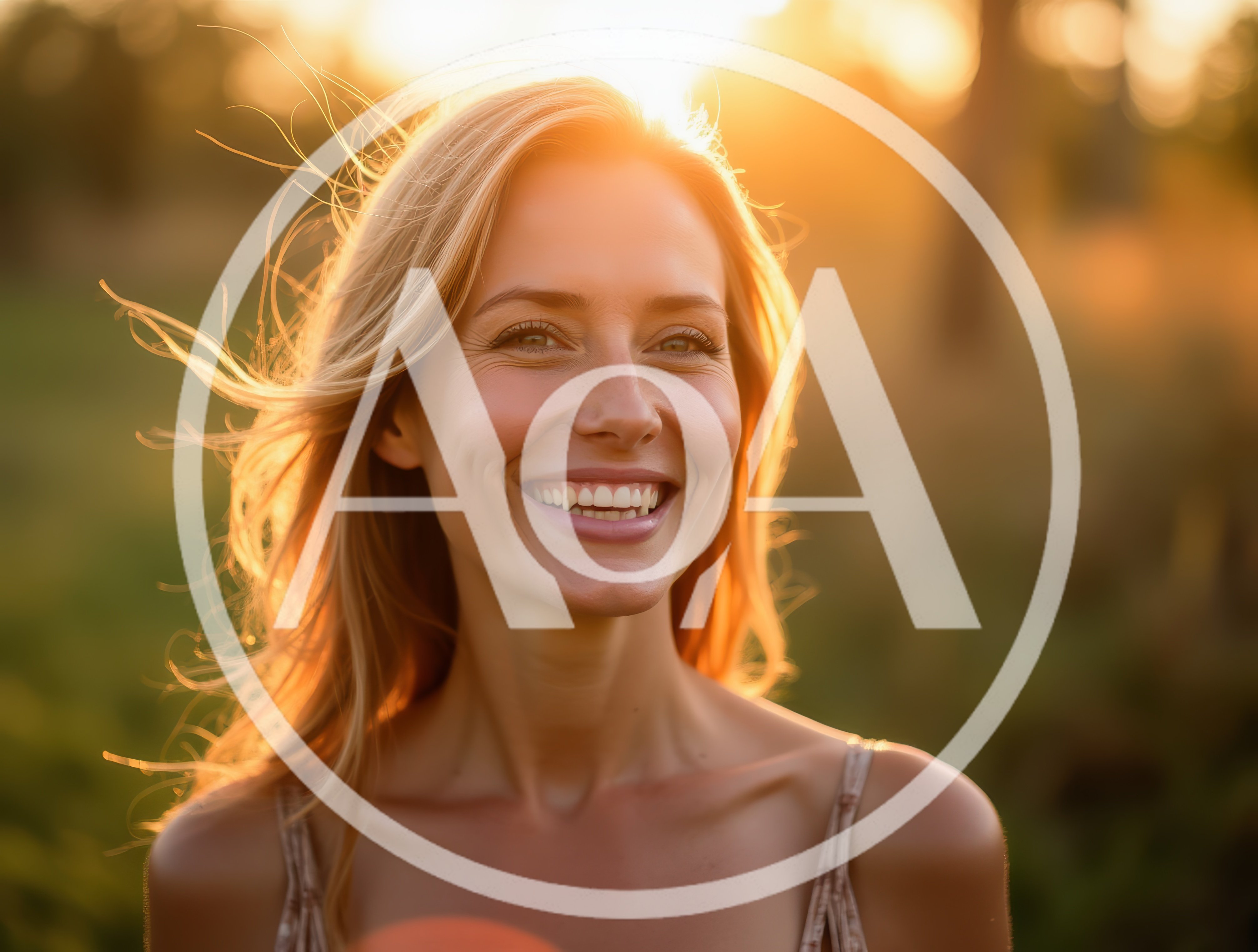 Smiling Blonde Woman Outdoors During Golden Hour