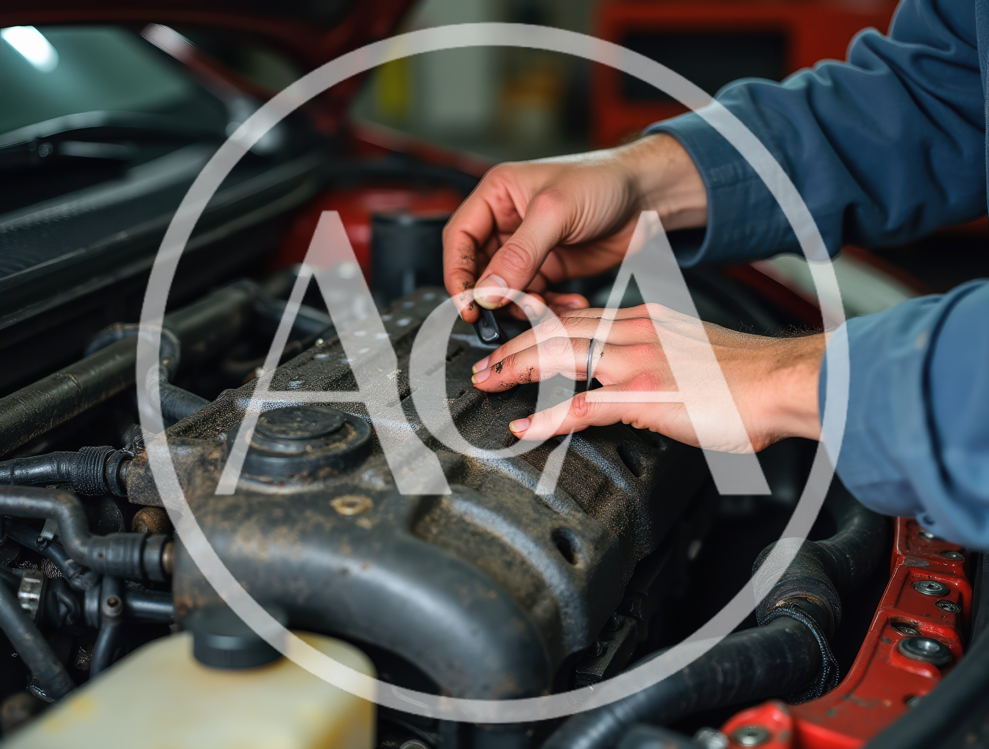 Mechanic Performing Engine Maintenance On A Car