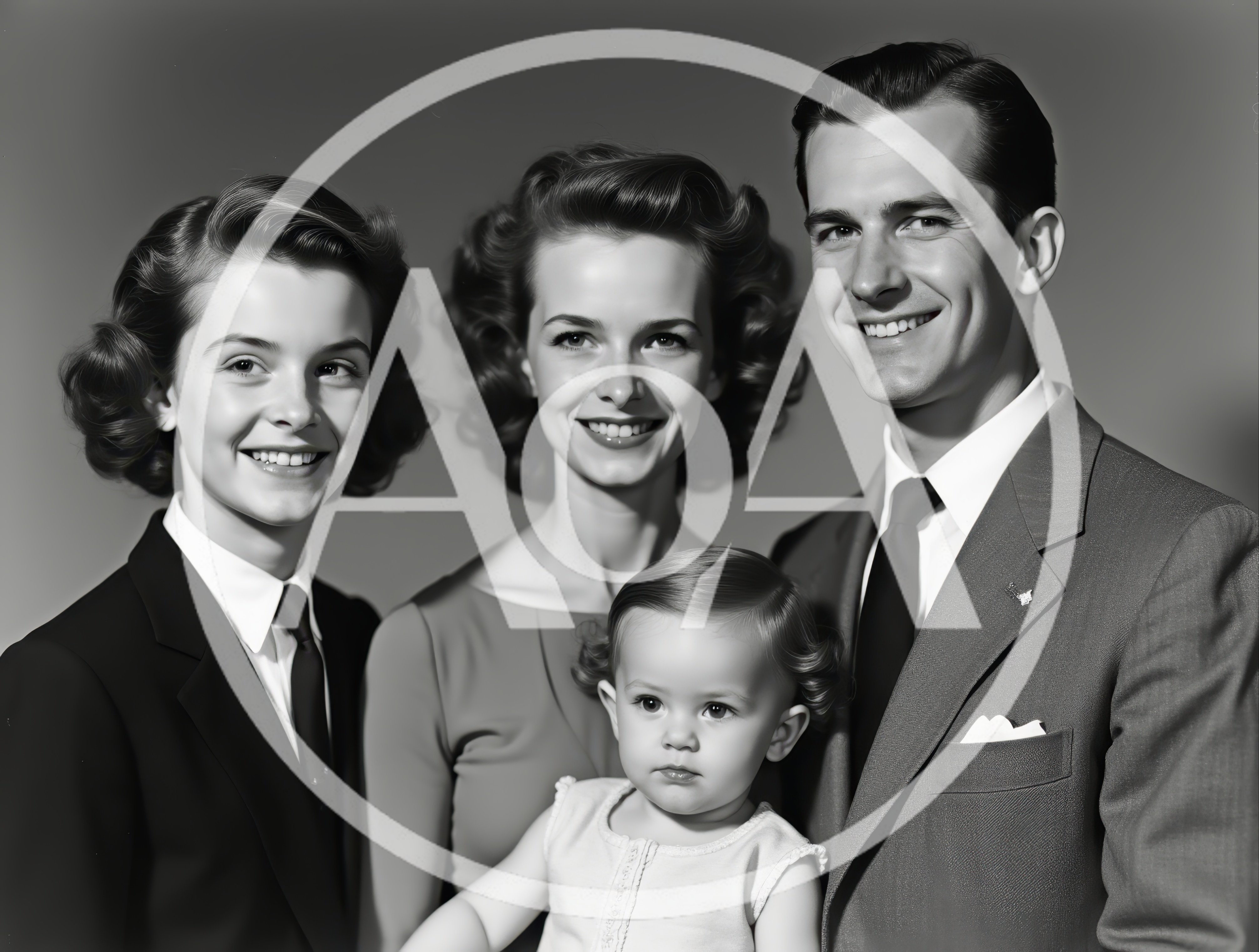 Vintage Style Family Portrait With Parents And Children