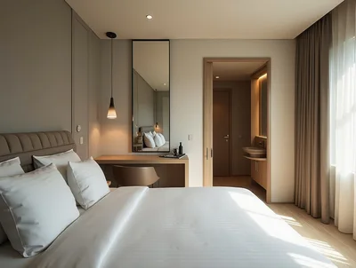 Modern Minimalist Hotel Bedroom Interior