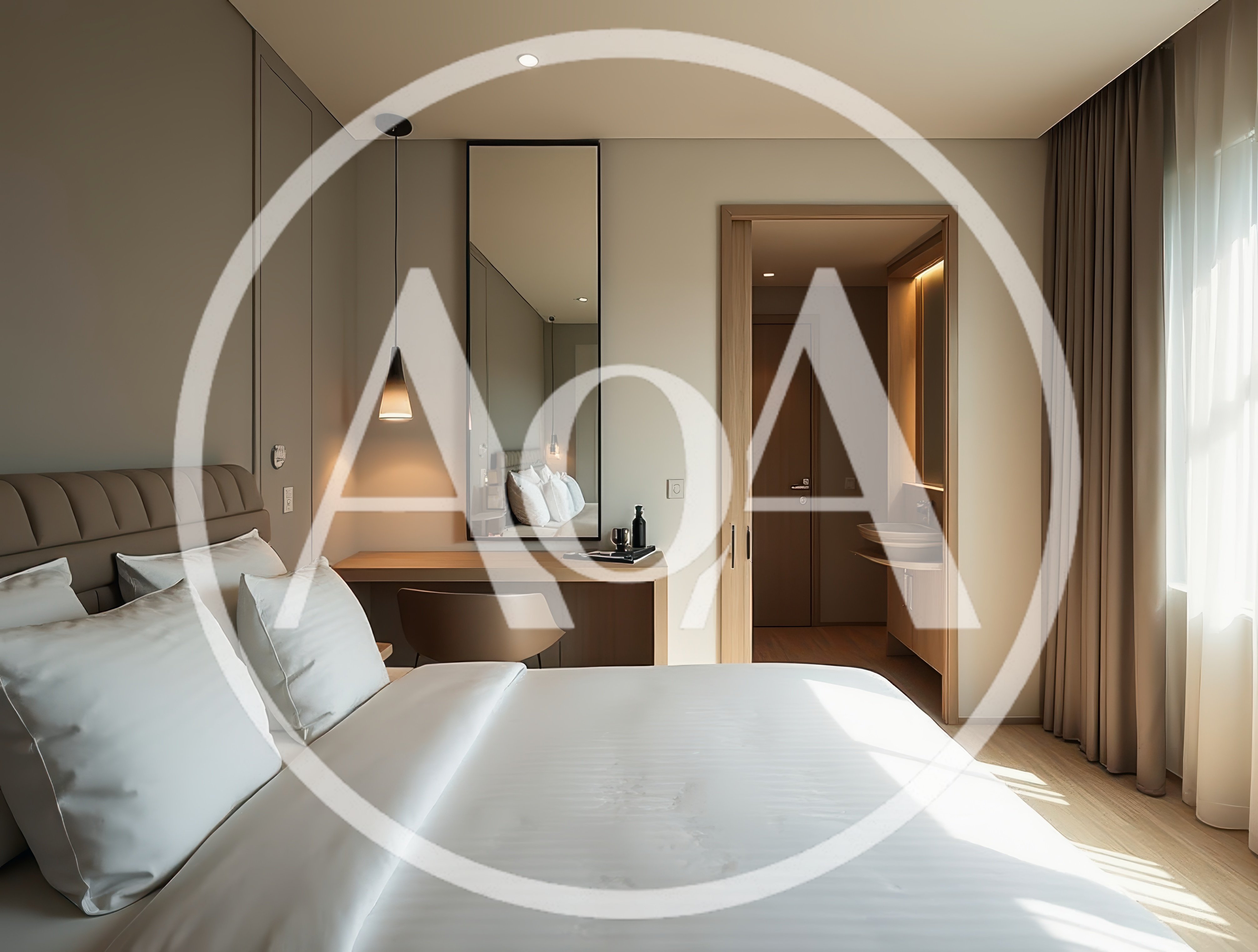 Modern Minimalist Hotel Bedroom Interior