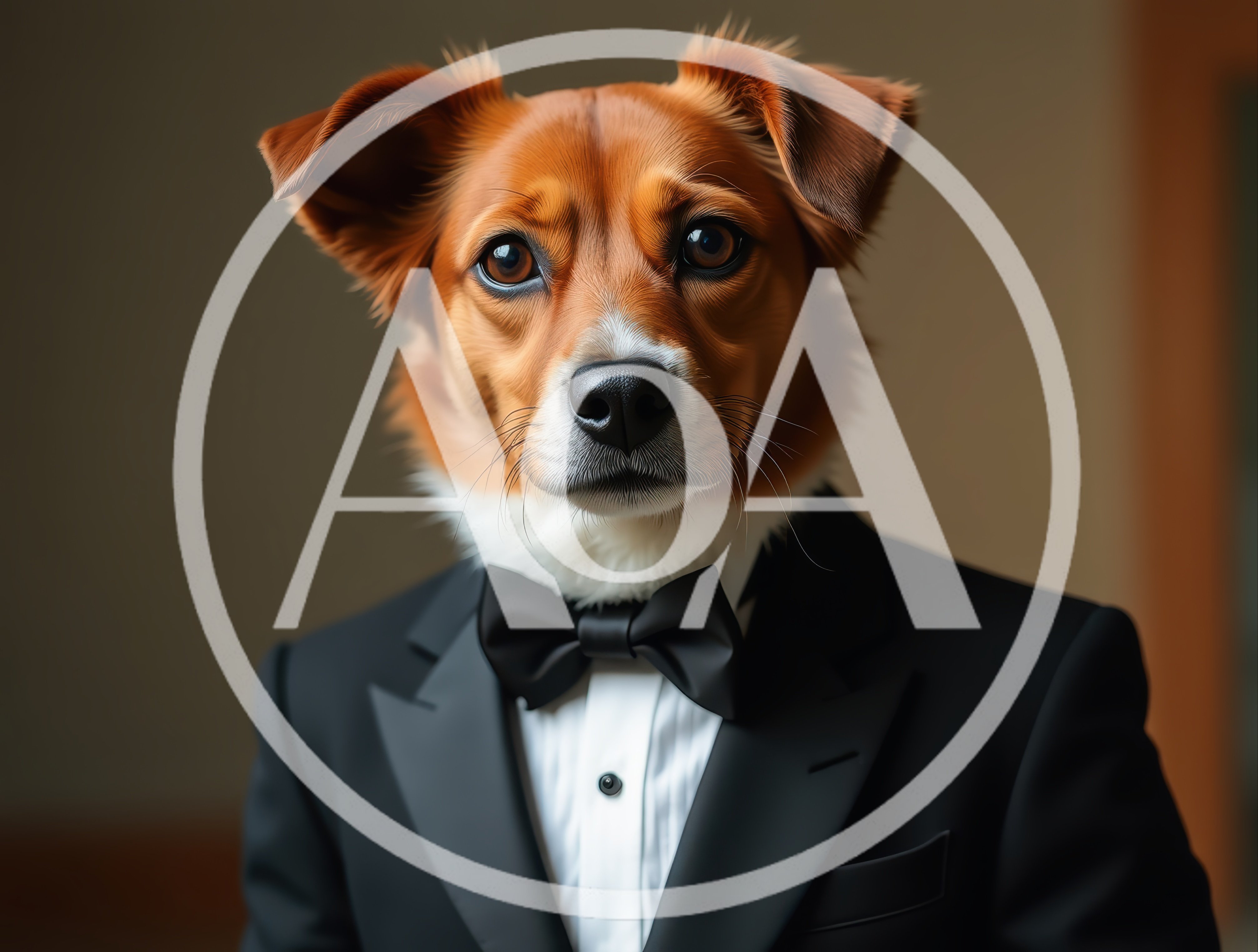 Portrait Of A Dog Wearing A Formal Tuxedo