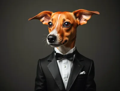 Portrait Of A Dapper Dog In A Tuxedo