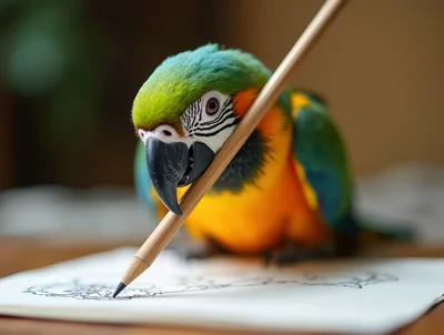 Macaw Parrot Drawing With A Pencil