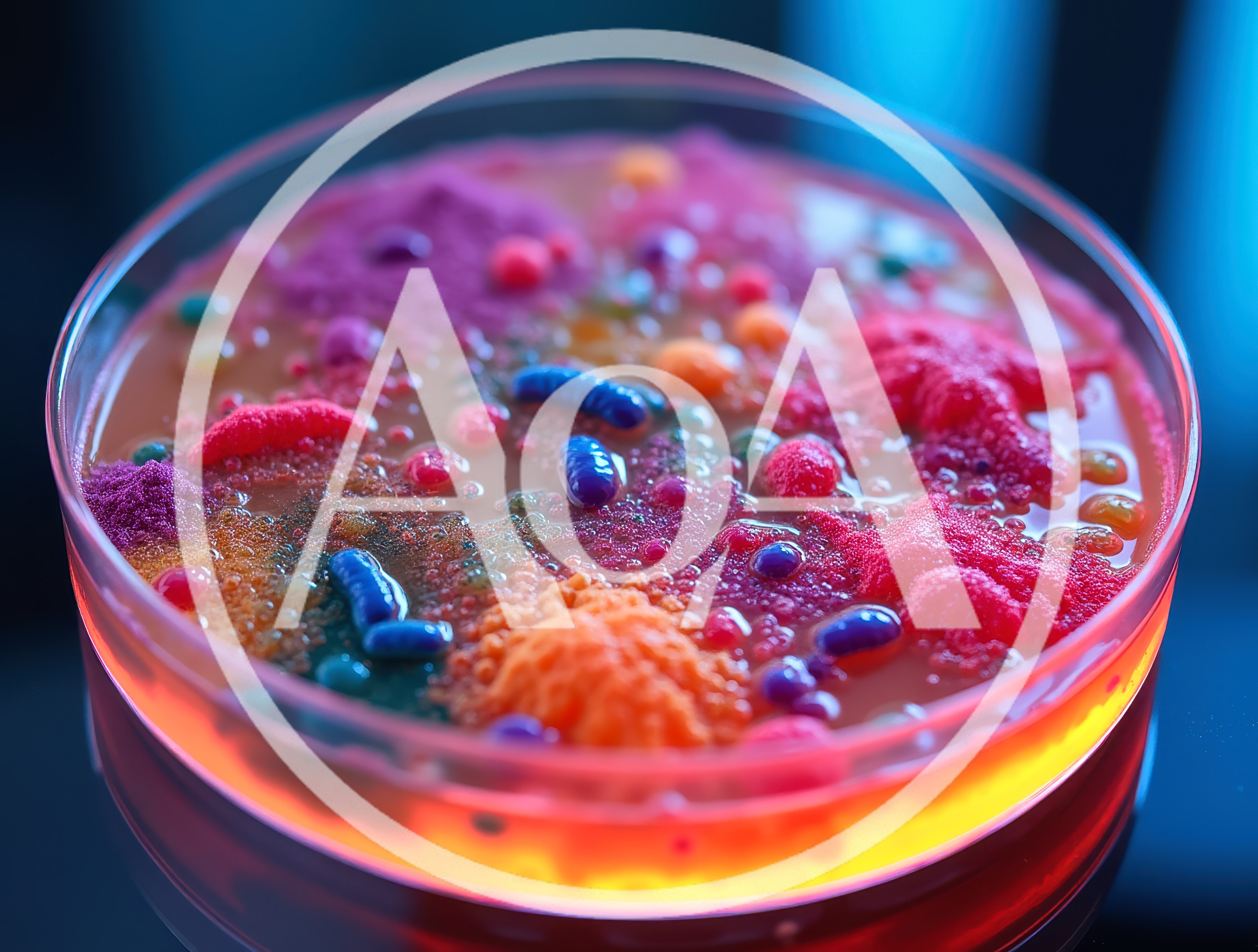 Colorful Bacterial Colonies Growing In A Petri Dish
