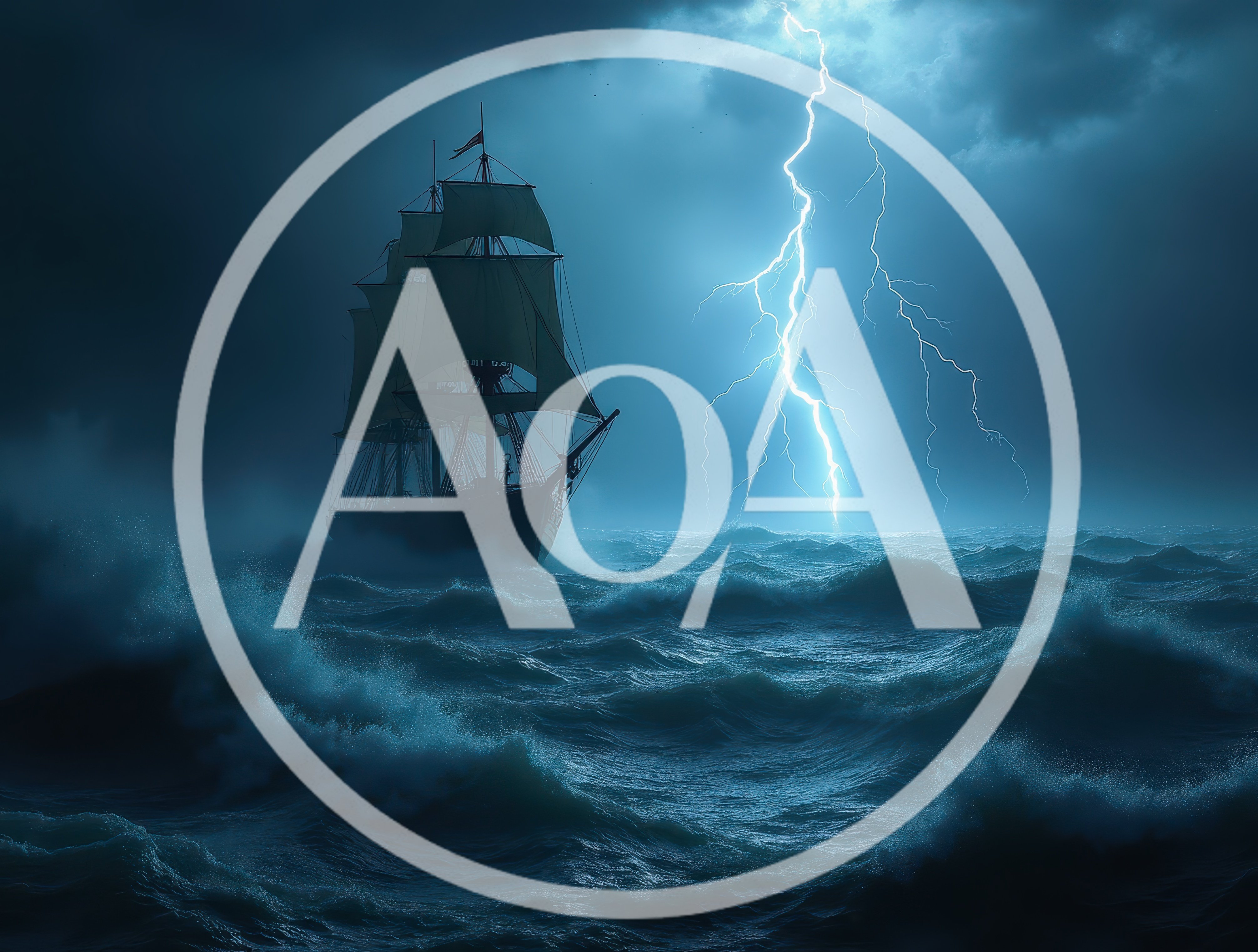 Sailing Ship Navigating Stormy Seas With Lightning