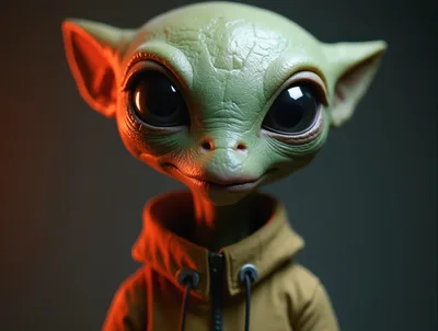 Cute Green Alien Character Wearing A Yellow Hoodie