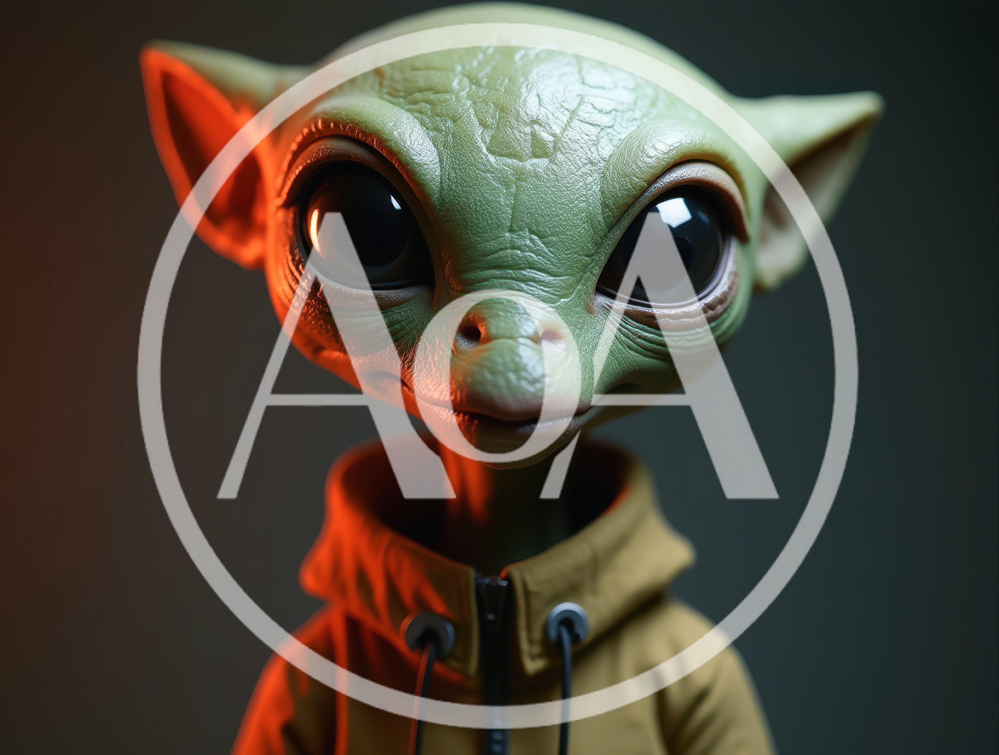 Cute Green Alien Character Wearing A Yellow Hoodie