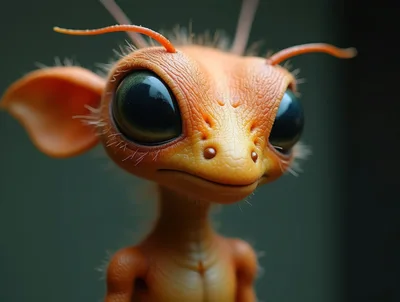 Close Up Portrait Of A Cute Alien Creature