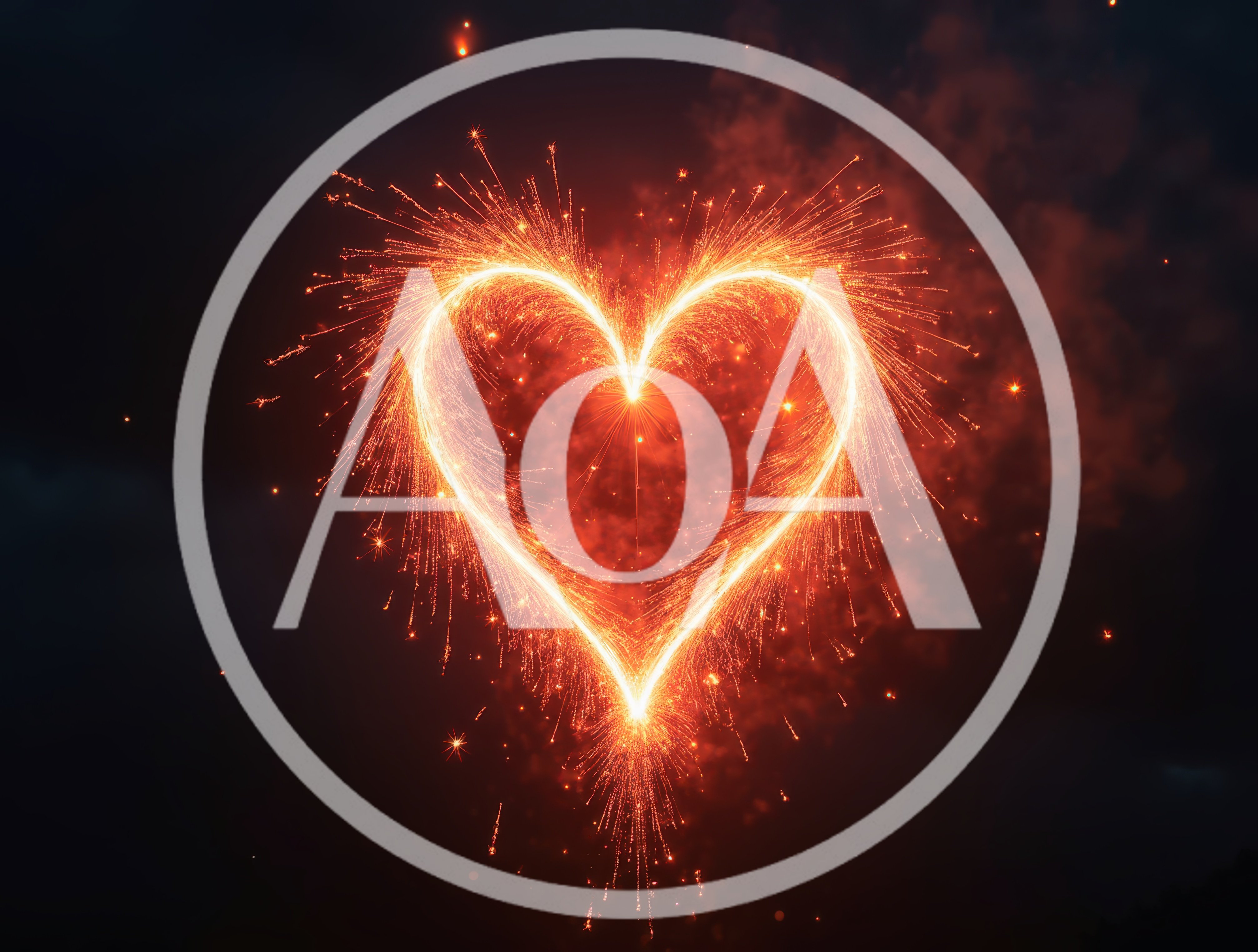 Glowing Heart Shape Sparkler Fireworks Against Dark Sky