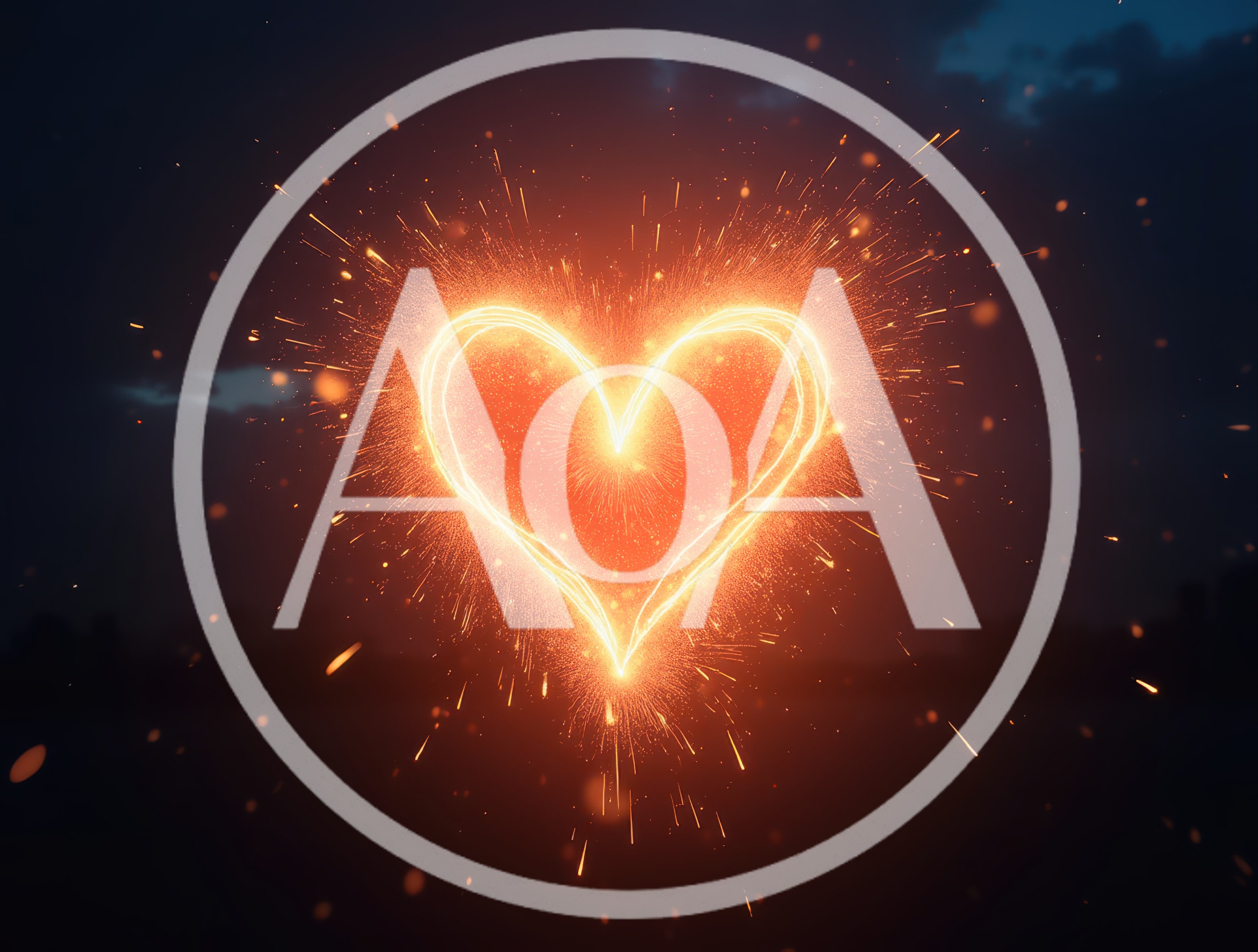 Glowing Sparkler Heart Shape Against Dark Night Sky