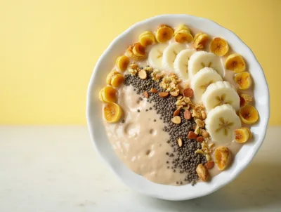 Healthy Banana Smoothie Bowl With Seeds And Nuts