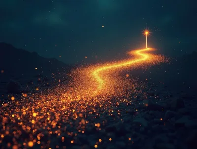 Glowing Golden Path Leading To A Bright Star