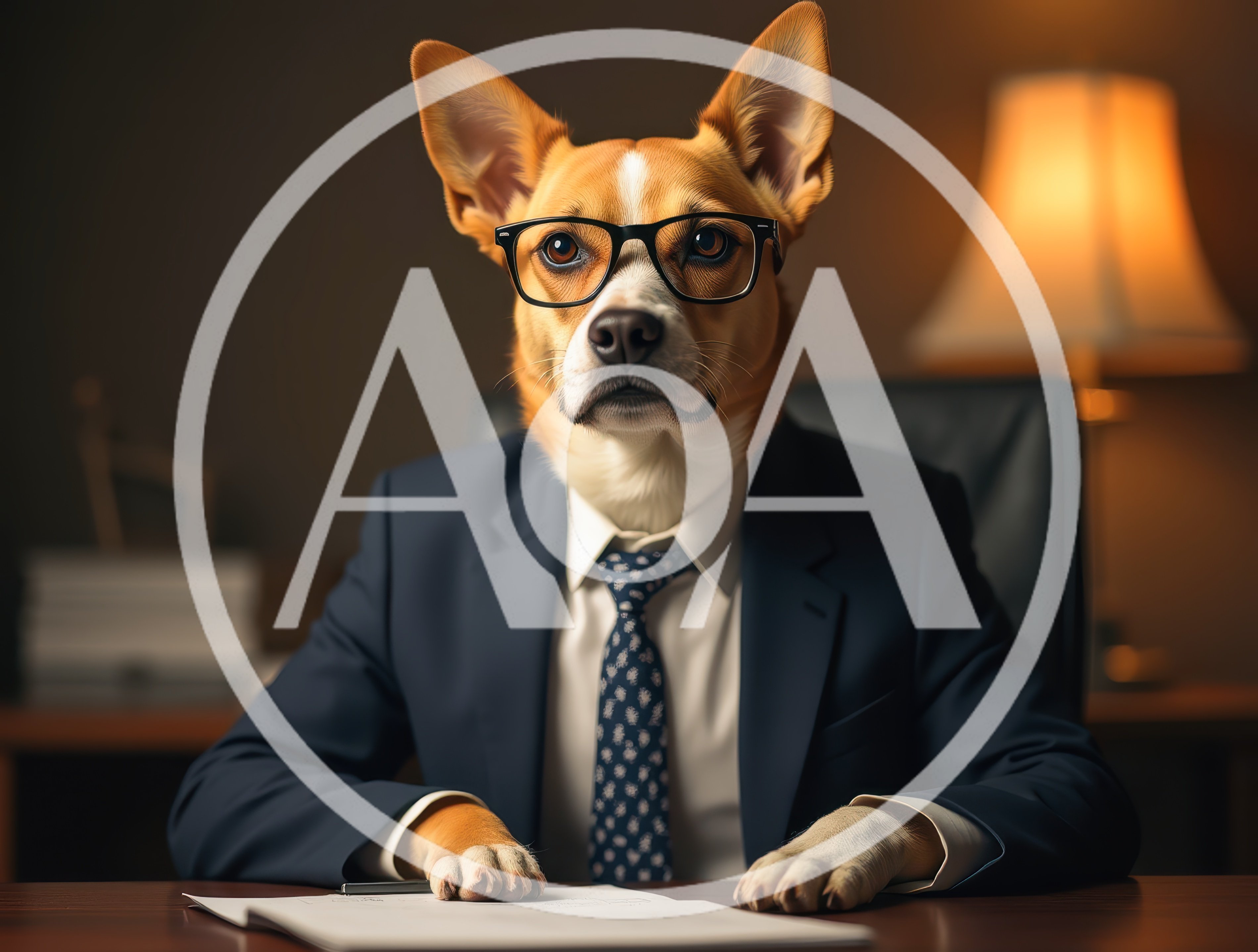 Professional Dog Executive Wearing Suit And Glasses