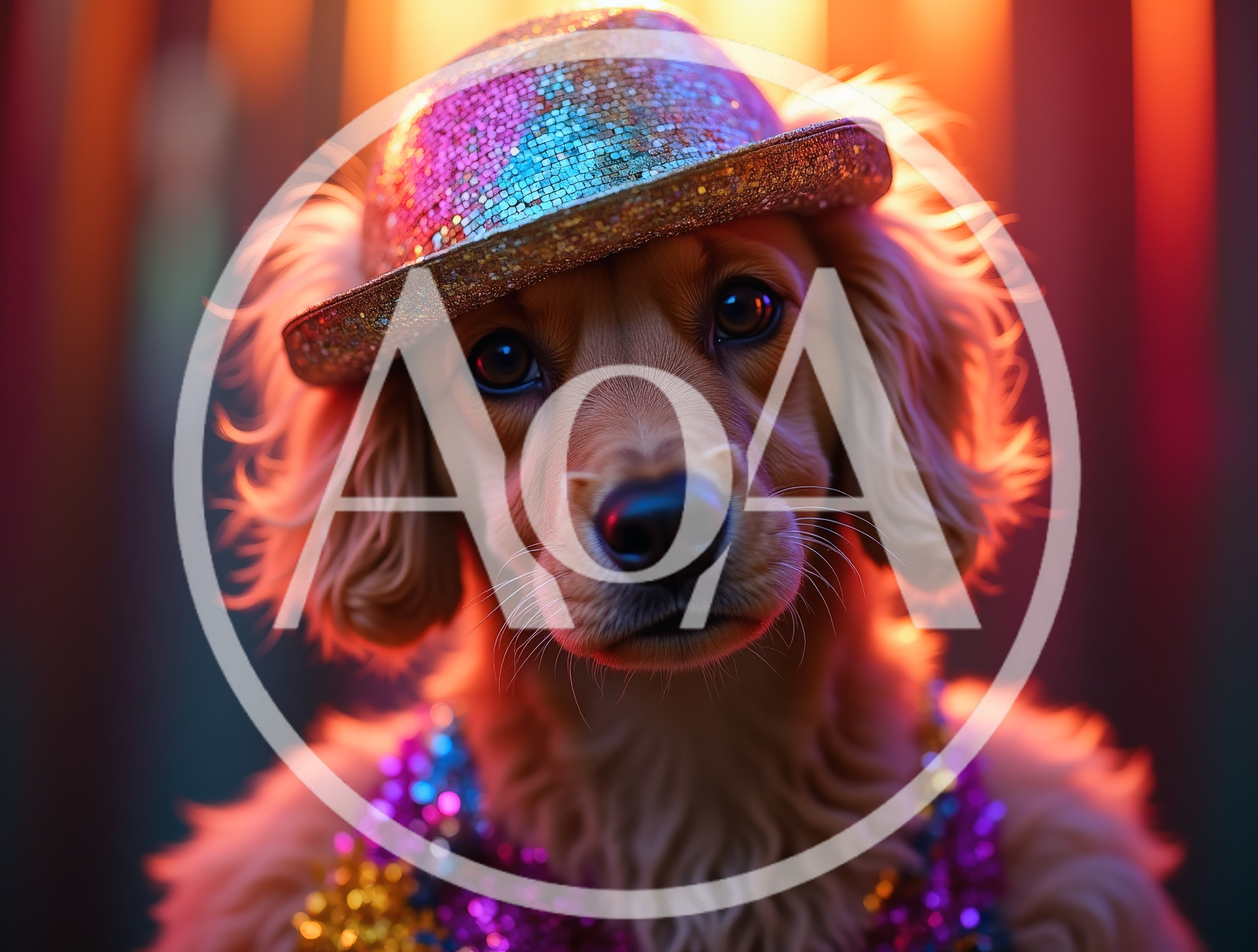 Adorable Puppy Wearing A Sparkly Disco Hat
