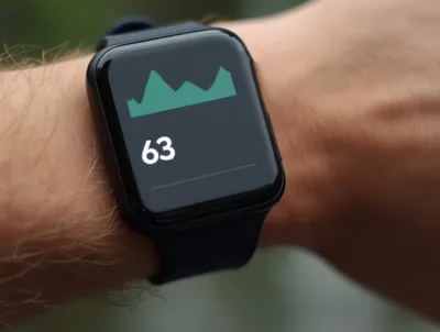 Smartwatch Displaying Heart Rate Data On A Wrist