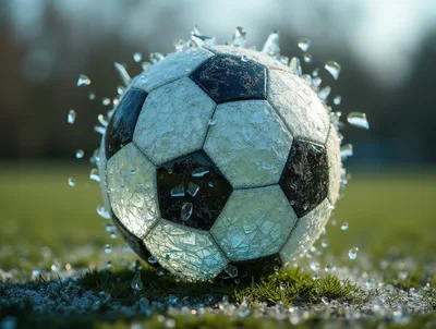 Soccer Ball Shattering Into Shards On Grass Field