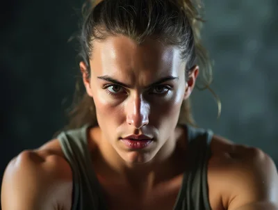 Intense Female Athlete With Focused Expression