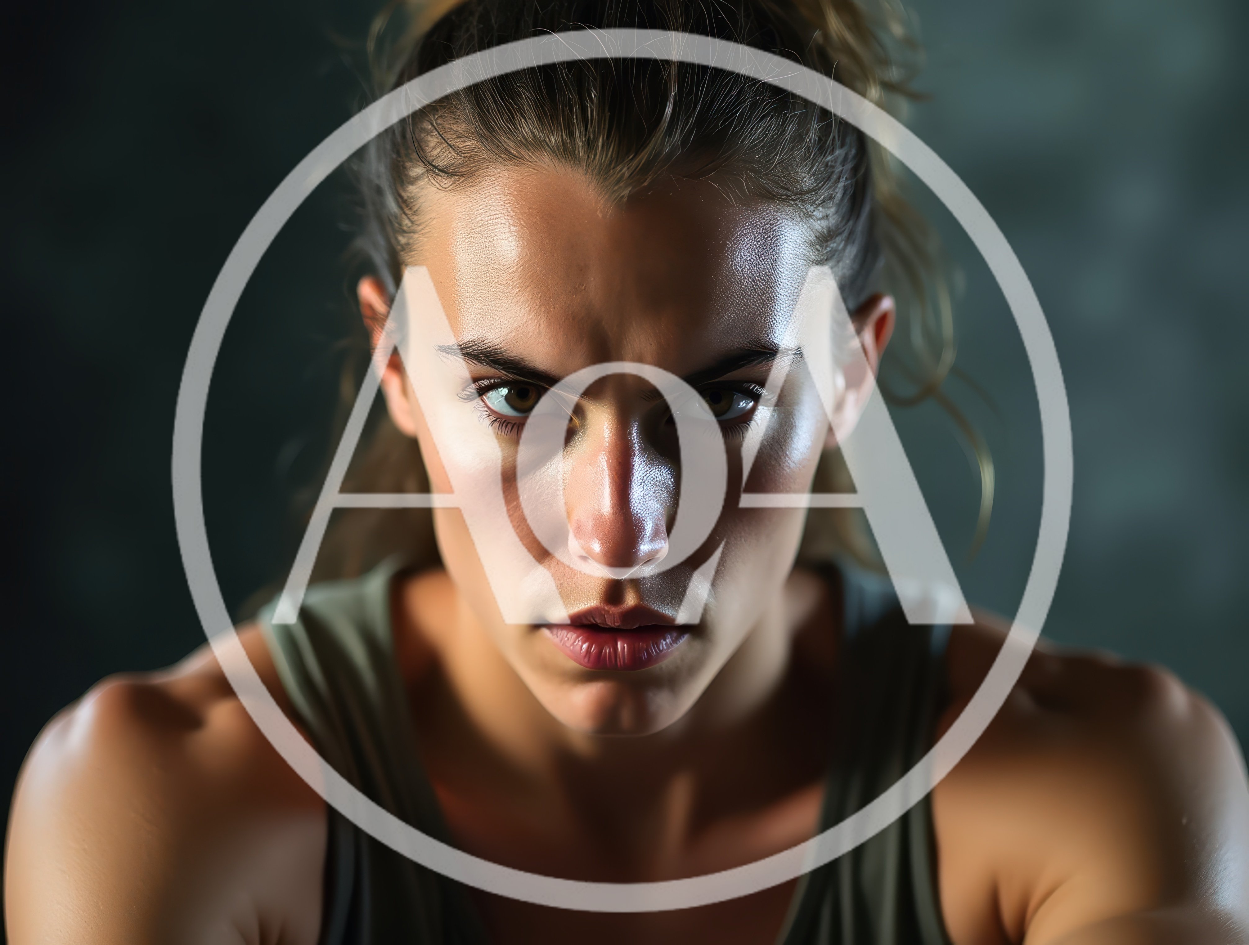 Intense Female Athlete With Focused Expression