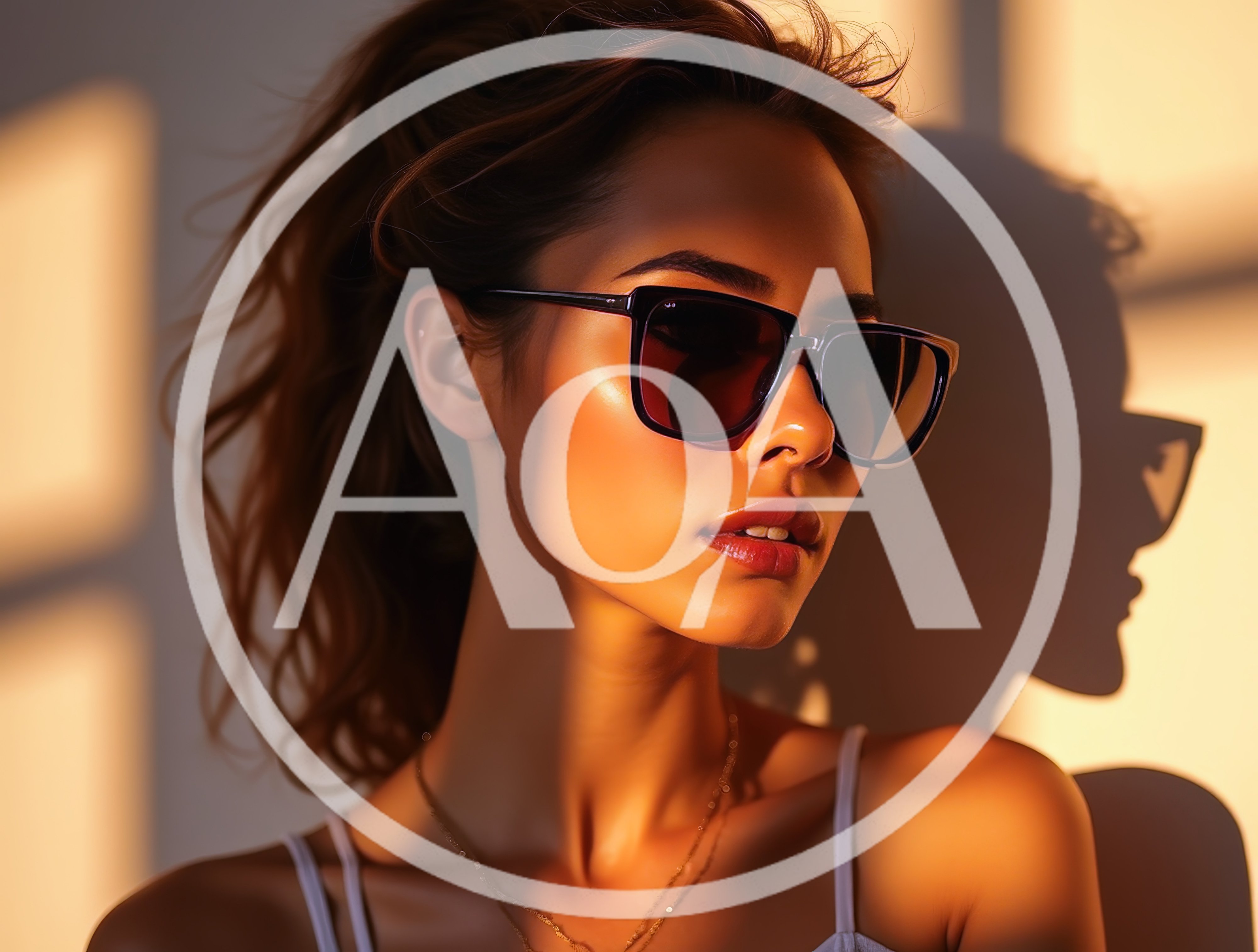 Young Woman Wearing Sunglasses In Warm Golden Hour Light