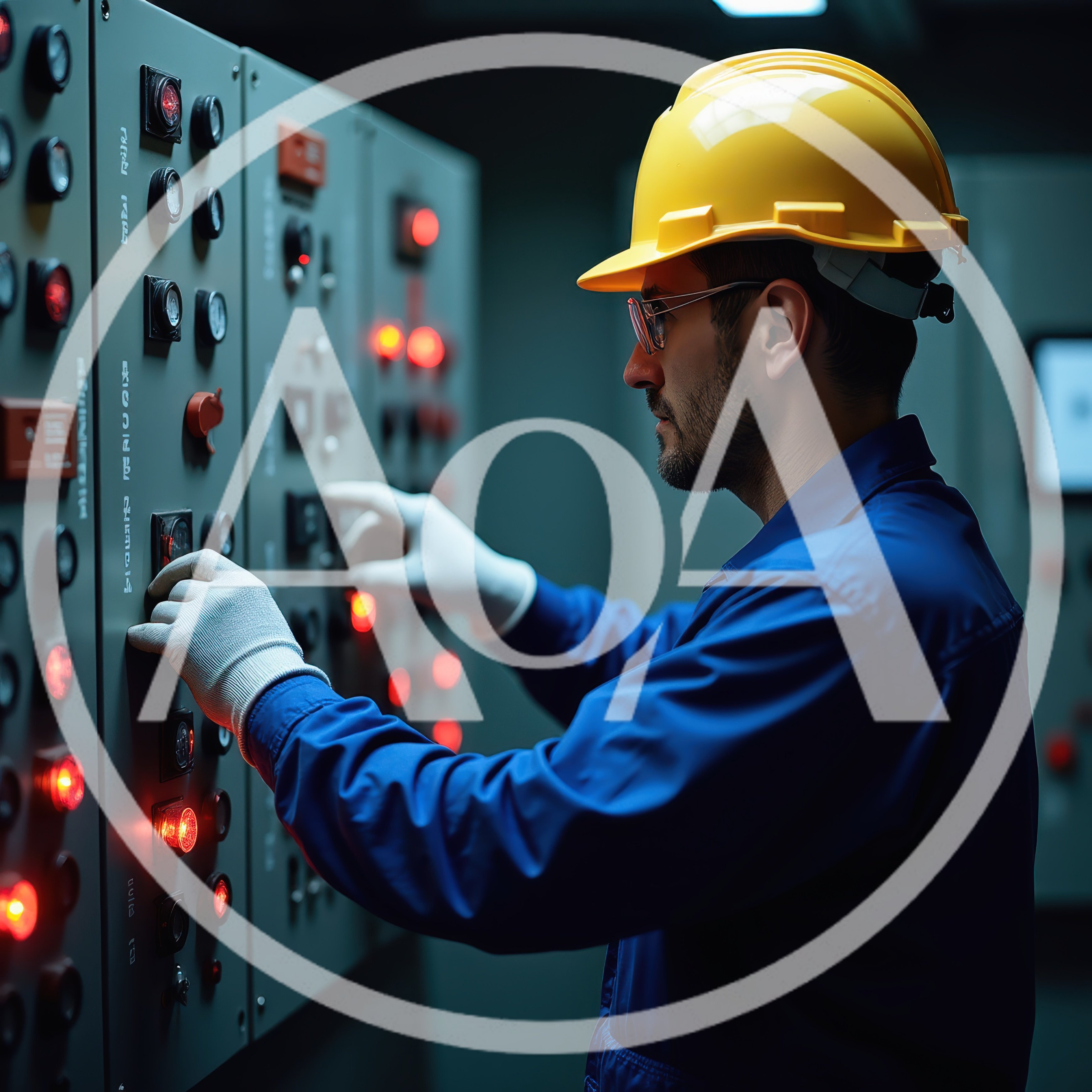 Industrial Technician Operating Electrical Control Panel