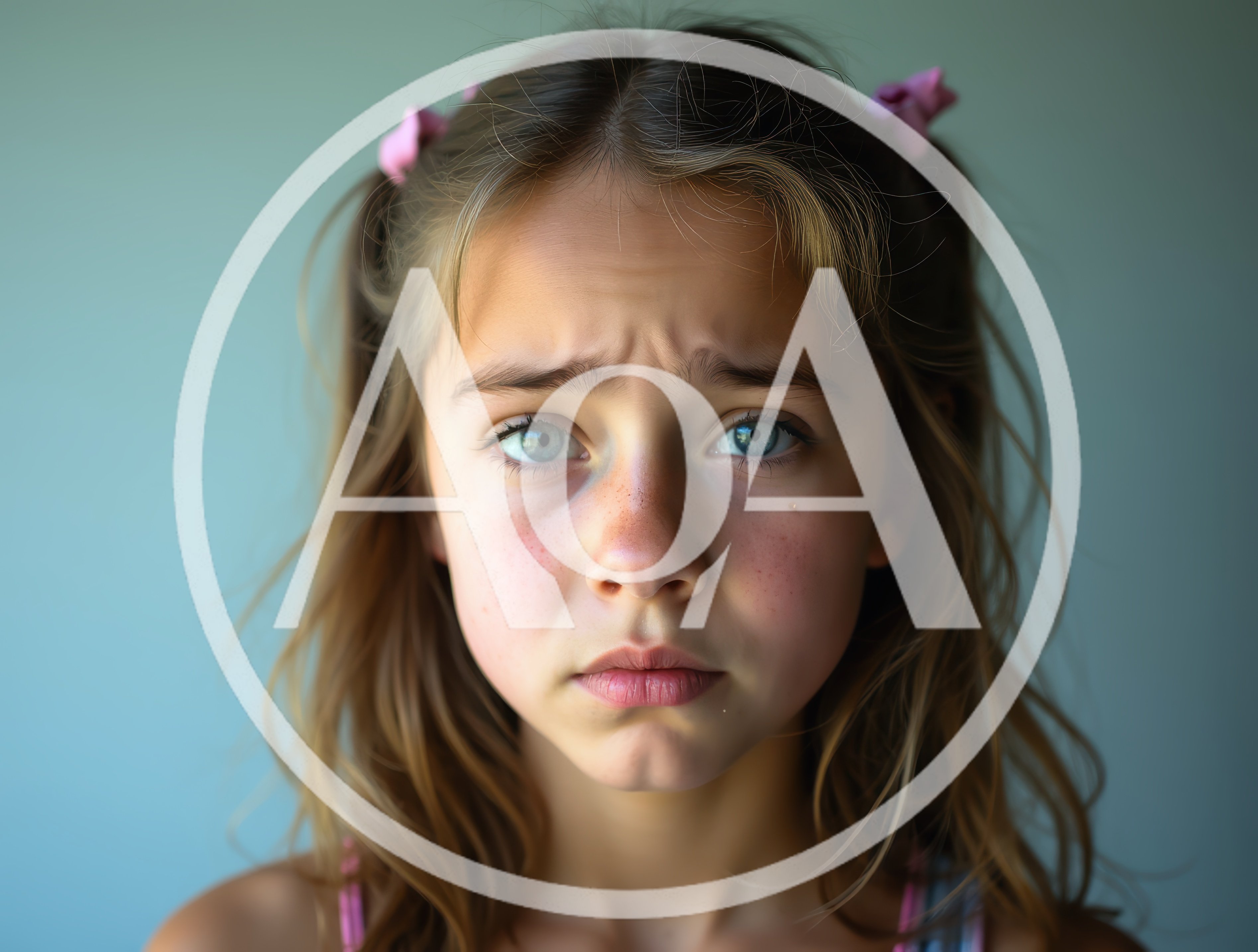 Portrait Of A Sad Young Girl With Pigtails