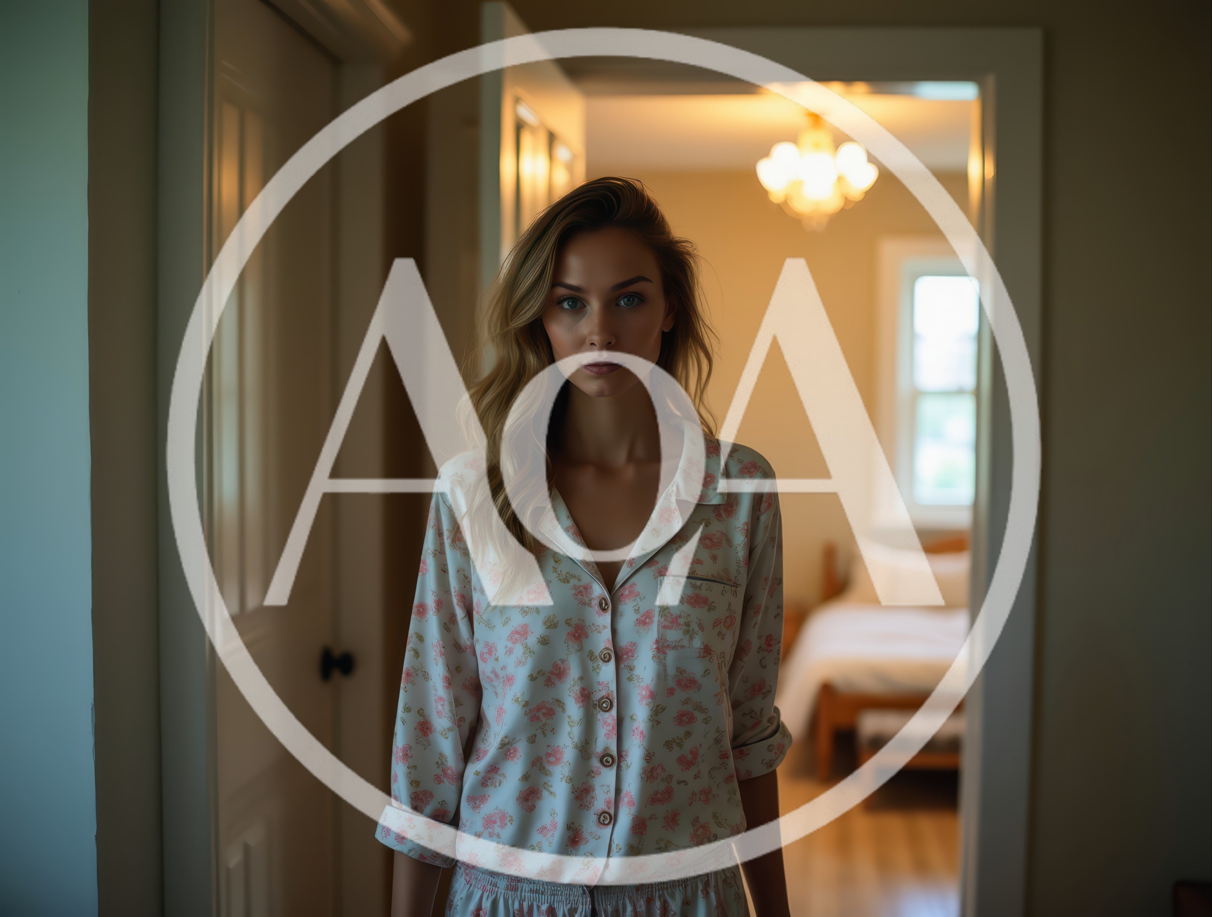 Young Woman Standing In Bedroom Doorway At Night