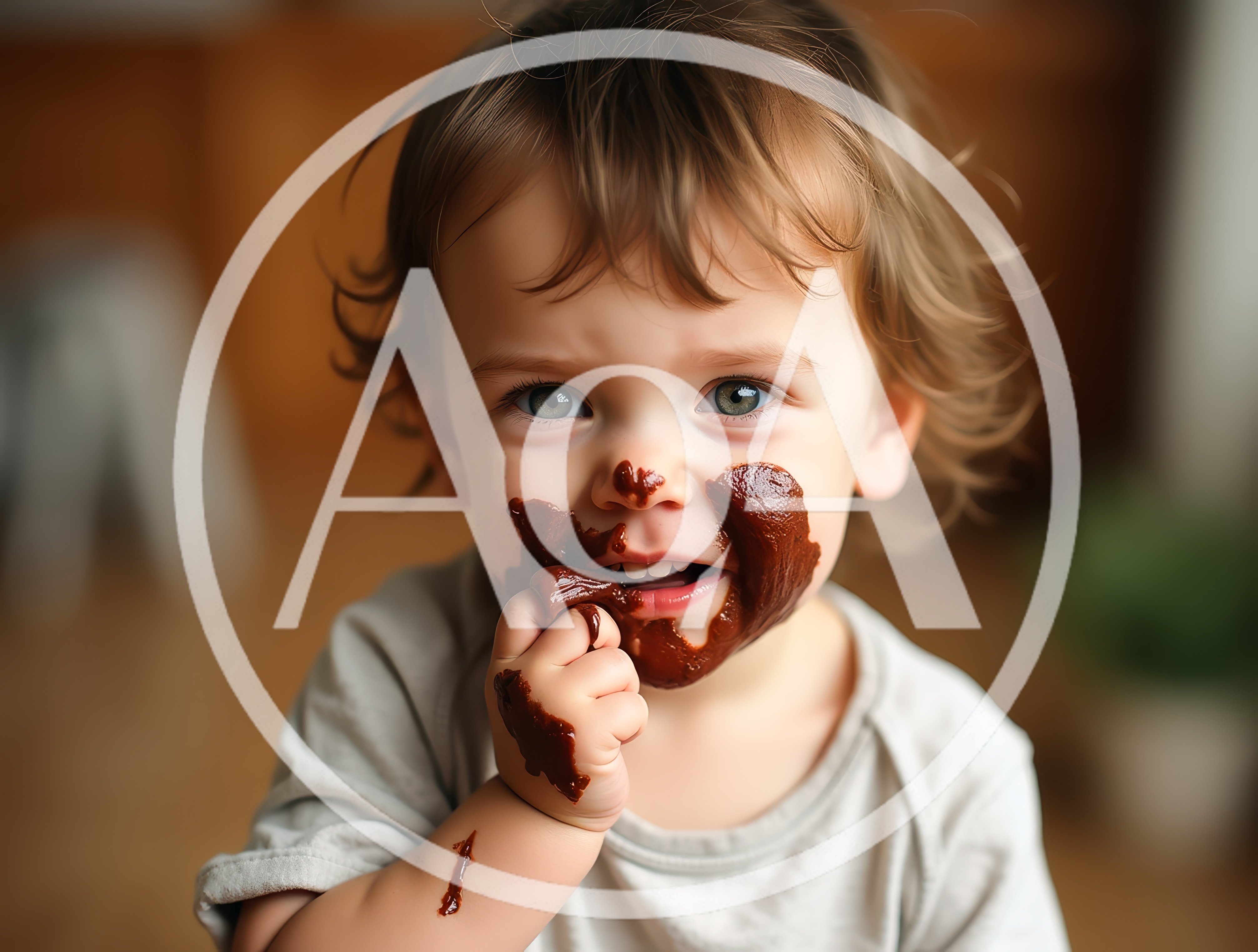 Toddler Eating Chocolate With Messy Face