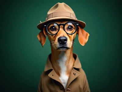 Portrait Of A Dog Dressed As A Detective
