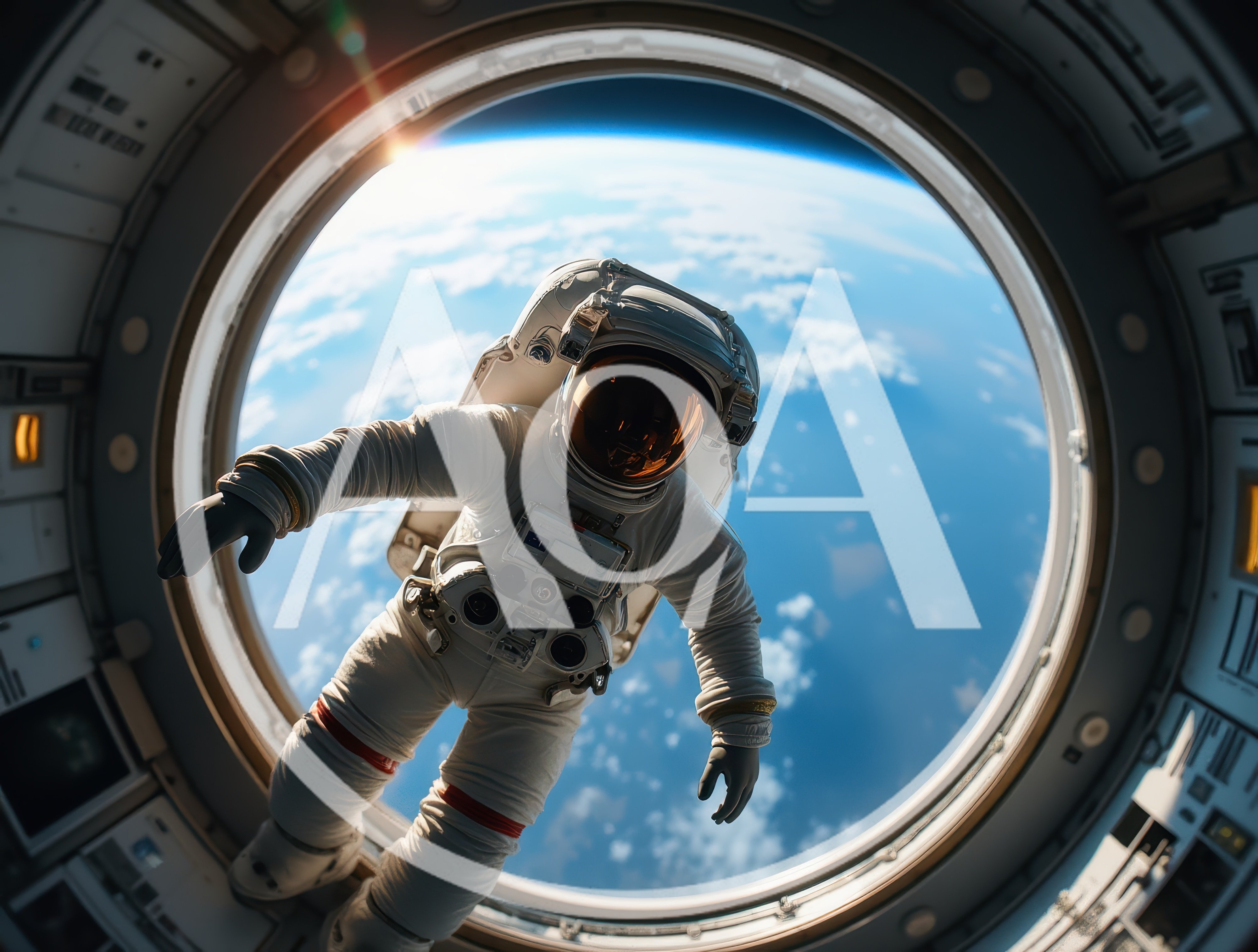 Astronaut Floating Inside Space Station Cupola Window