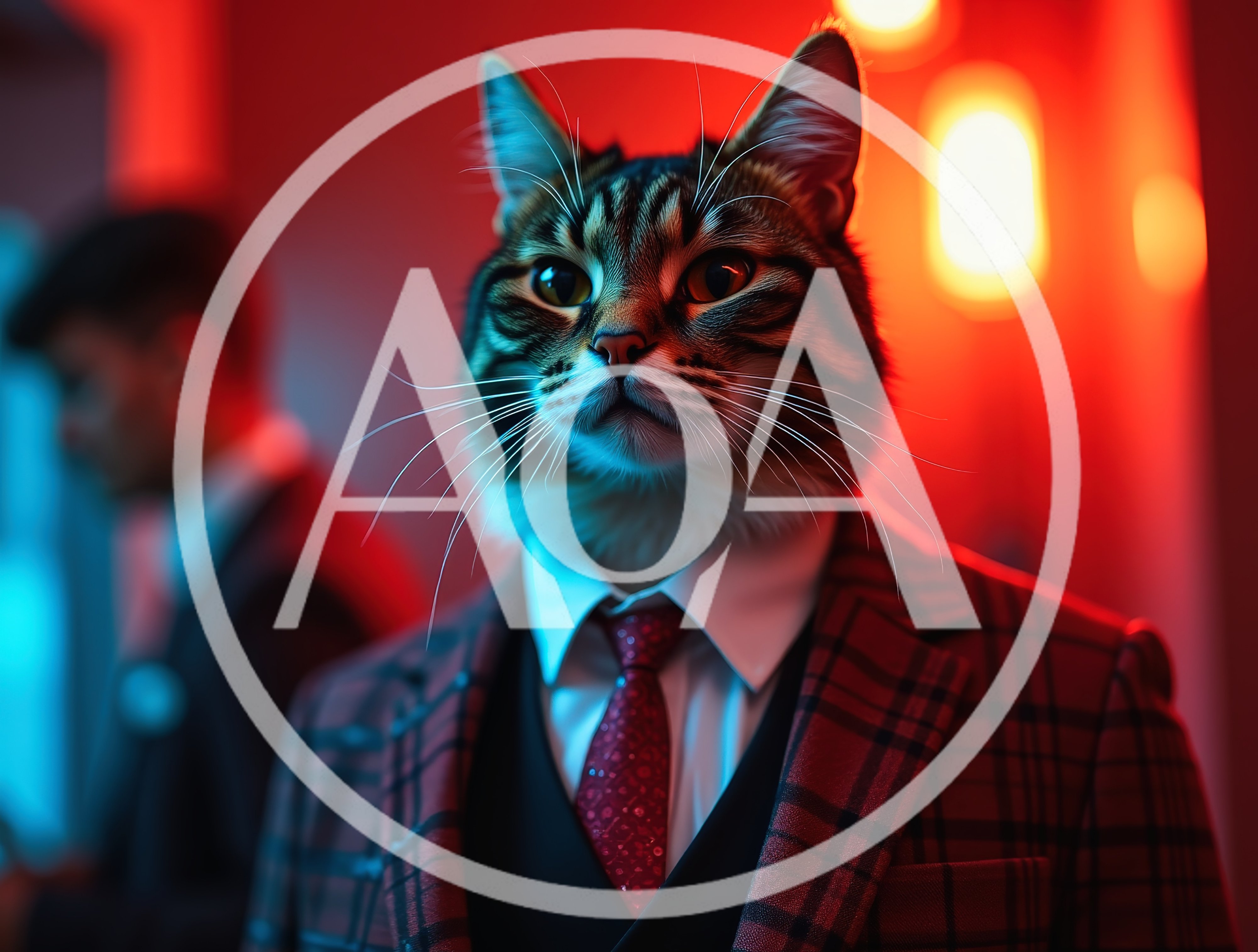 Anthropomorphic Cat Wearing A Formal Plaid Suit