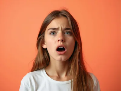Surprised Young Woman With Open Mouth