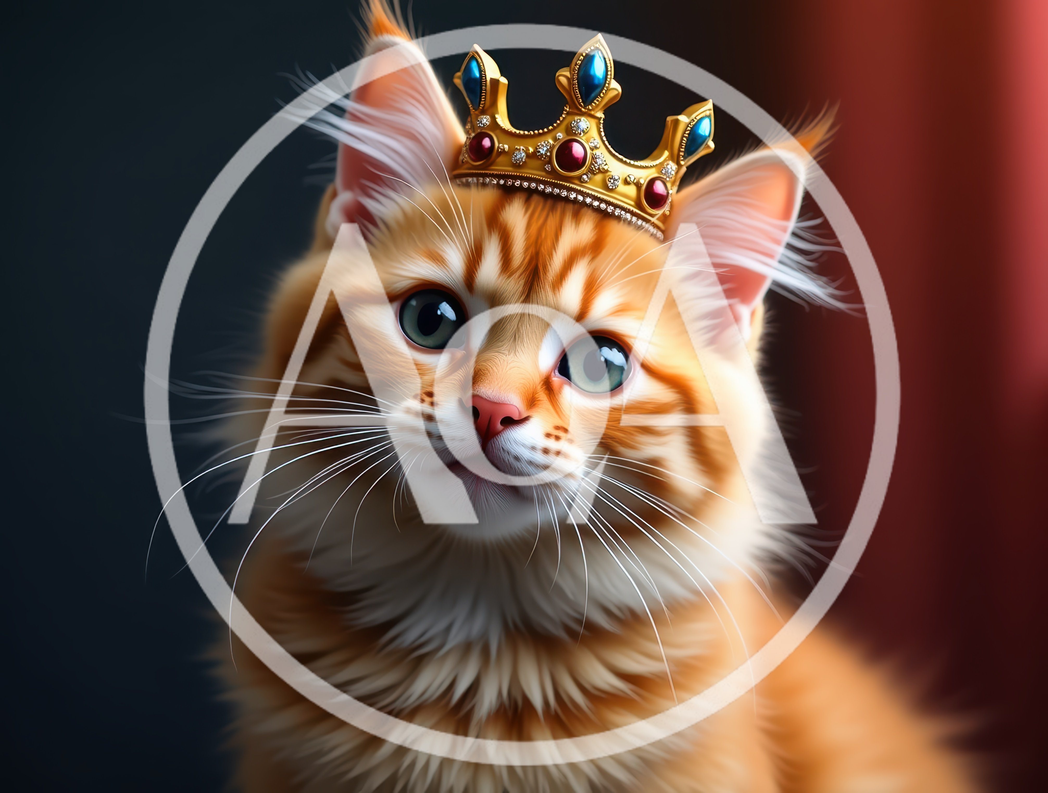 Adorable Ginger Kitten Wearing A Golden Crown