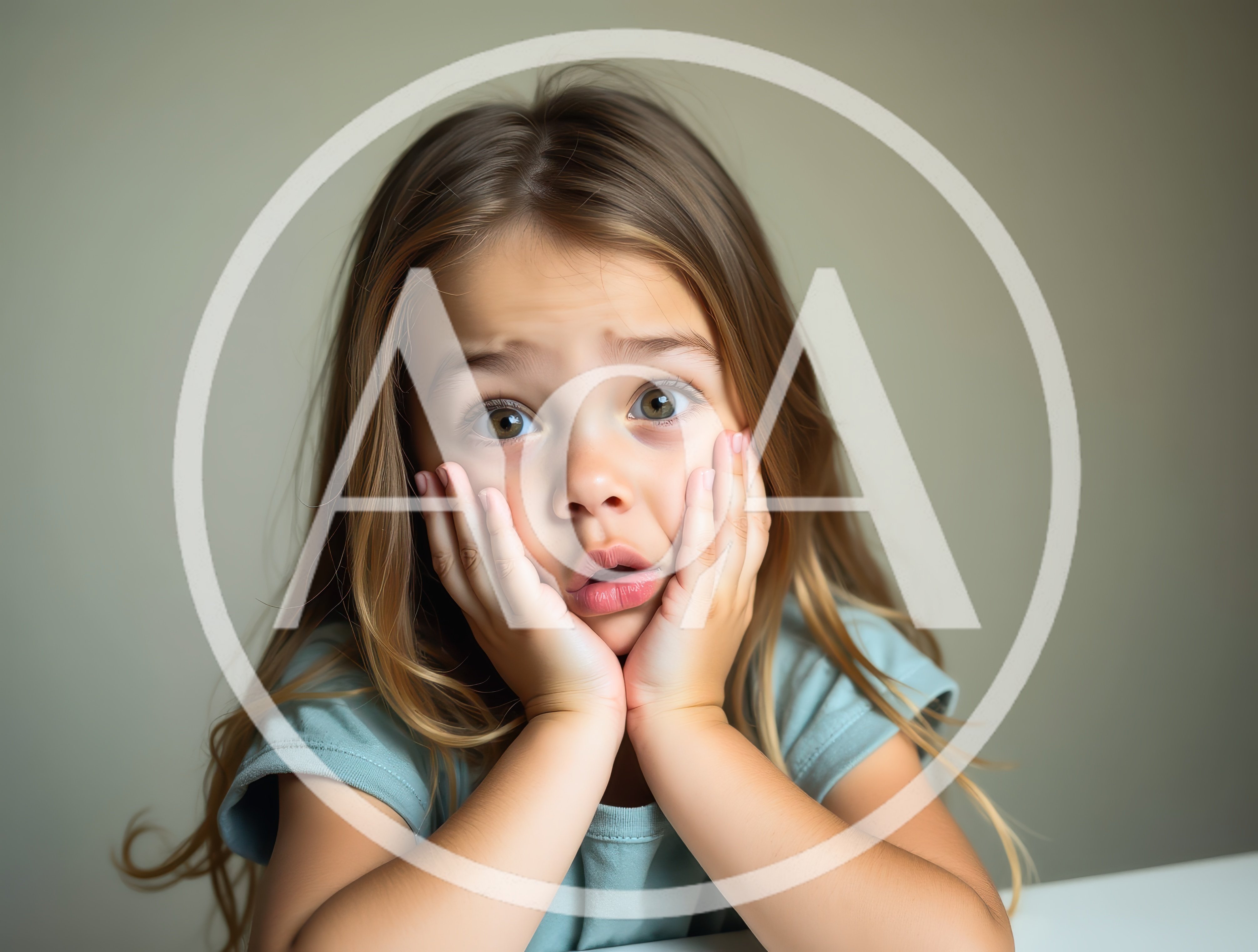 Young Girl With Surprised Expression Holding Her Face
