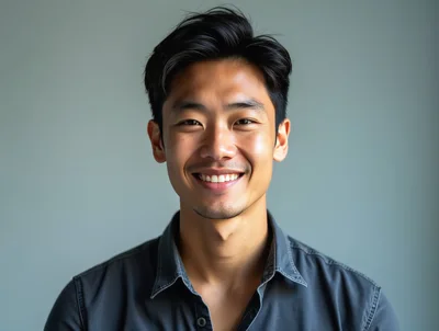 Portrait Of A Smiling Young Asian Man