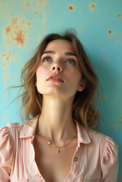 Portrait Of A Young Woman Looking Upwards