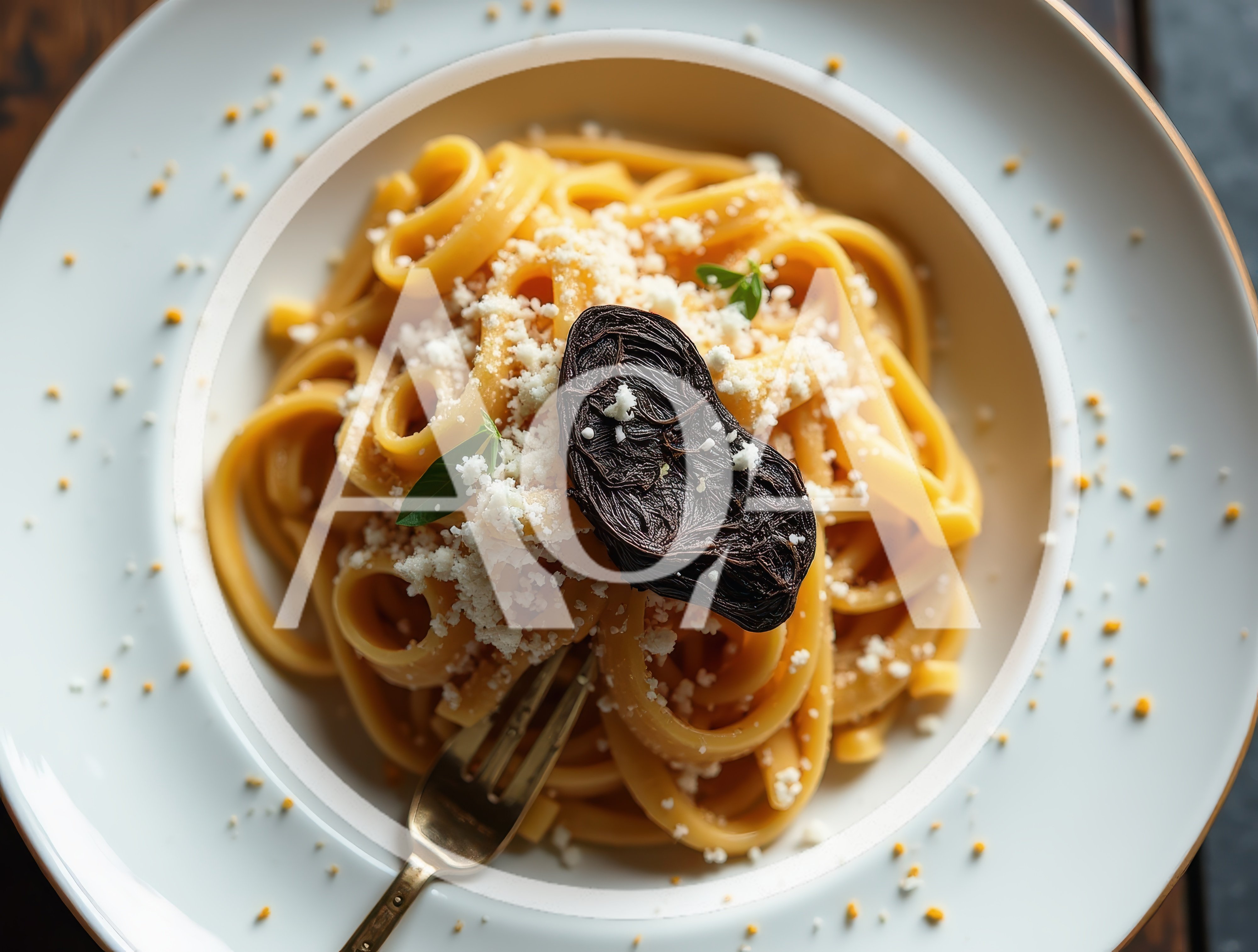 Gourmet Pasta Dish With Truffle And Grated Cheese