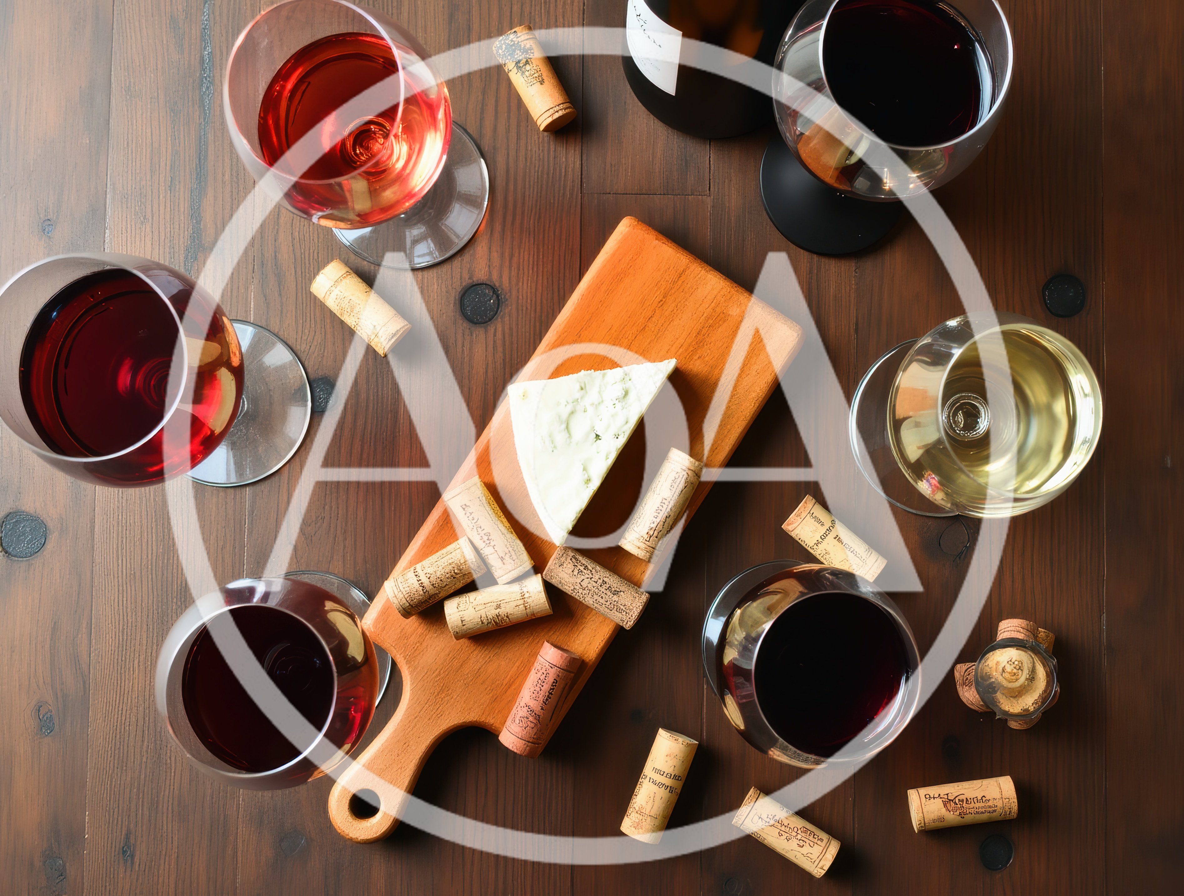 Wine Tasting Flight With Cheese And Corks