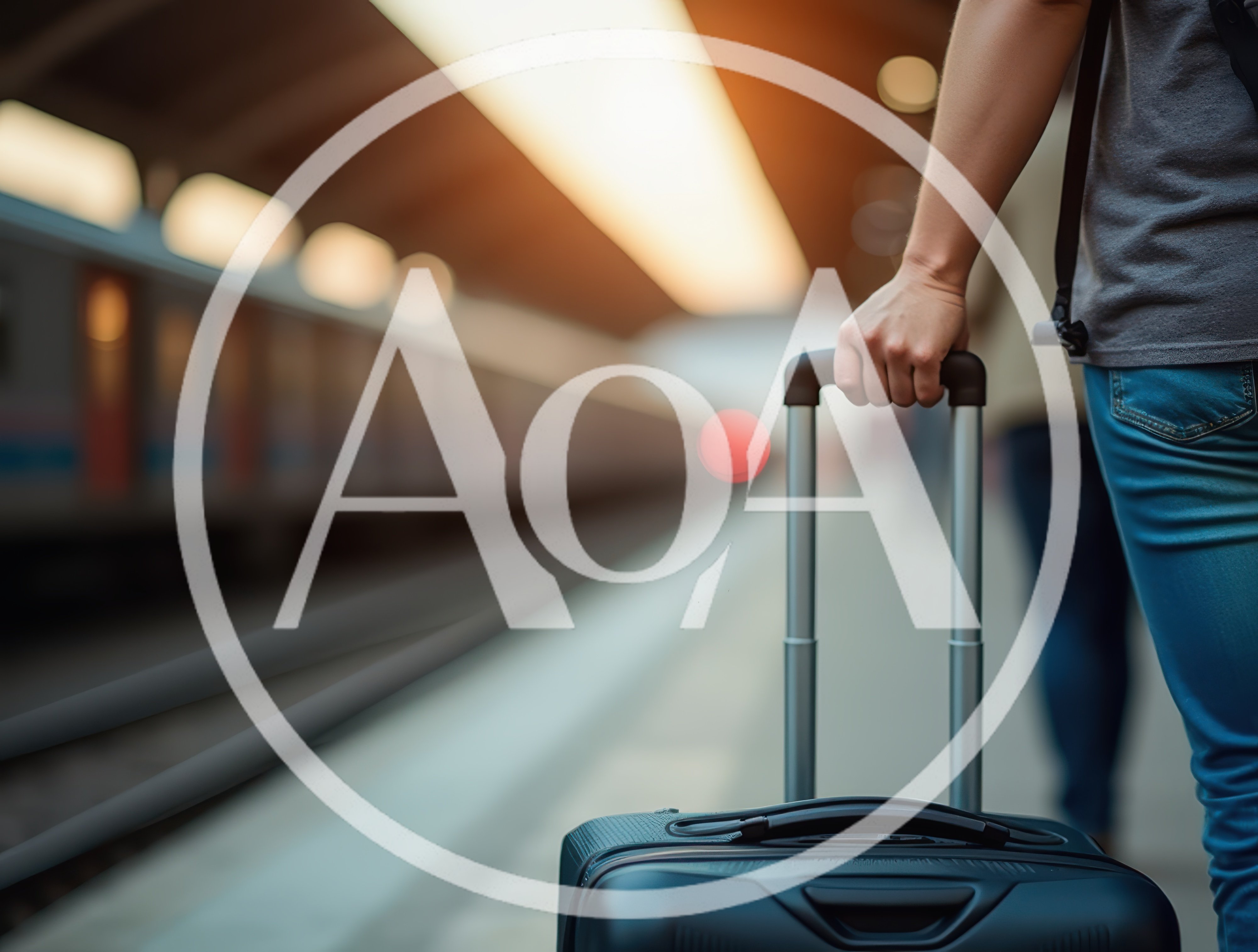 Traveler Holding Suitcase At A Train Station Platform