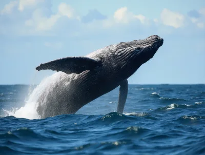 Humpback Whale Breaching Out Of The Ocean